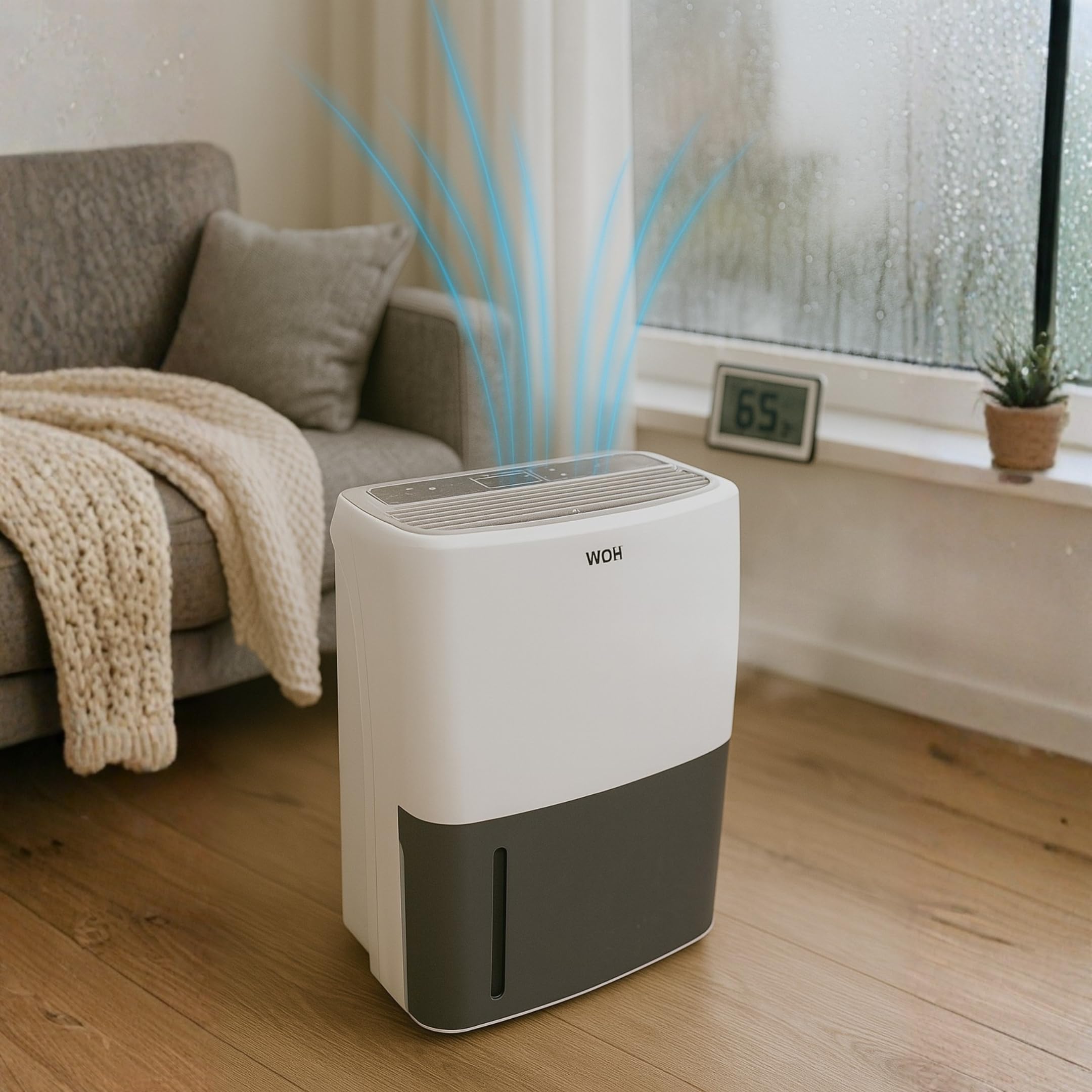 Aktobis WDH-725DG elektrischer Luftentfeuchter - Bautrockner | bis 25 L/T | Entfeuchter bis 25 L/24h, bis 50 m², weiß+grau, Timer | für Keller, Wohnung, Waschküche & Wäschetrocknung, gegen Schimmel