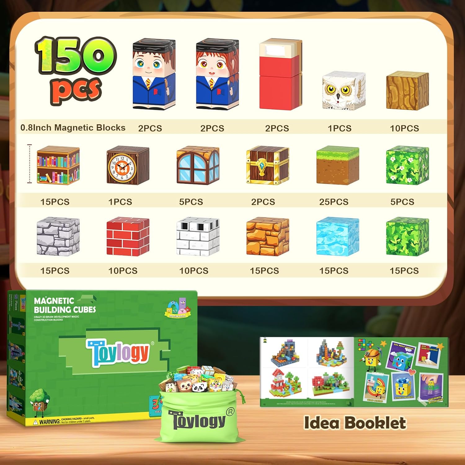 250PCS Magnetic Blocks - Build Mine Magnet World, Sensory STEM Construction Building Toys Kids Games for Toddler, Christmas Birthday Gifts for 3 4 5 6 7 8 Years Old Girls & Boys