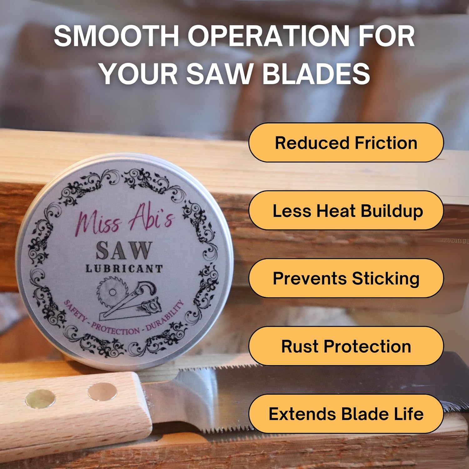 Saw Blade Lubricant by The Delighted Dragon; Wood Saw Lubricant, Saw Wax, Paste Wax for Table Saw