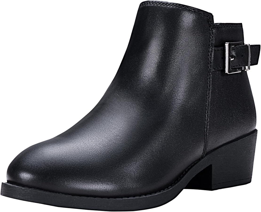 Amazon.com | Jeossy Women's Black Ankle Short Boots, Leather