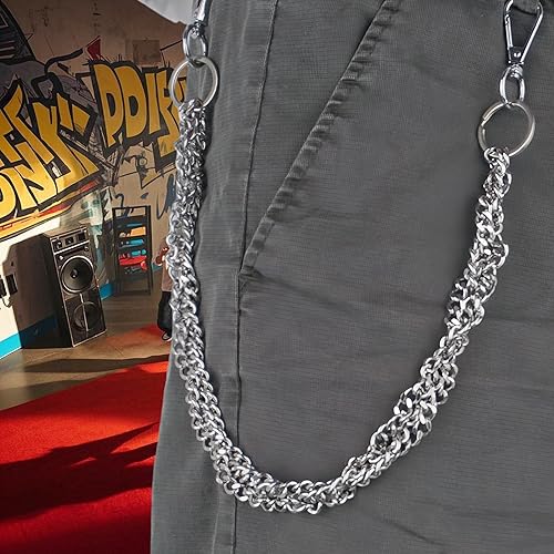 Miniatura 27 de Cadenas punk unisex para pantalones, cadenas de cinturón de alta resistencia, pantalones de hip hop, cadena de jeans con cierres de langosta
