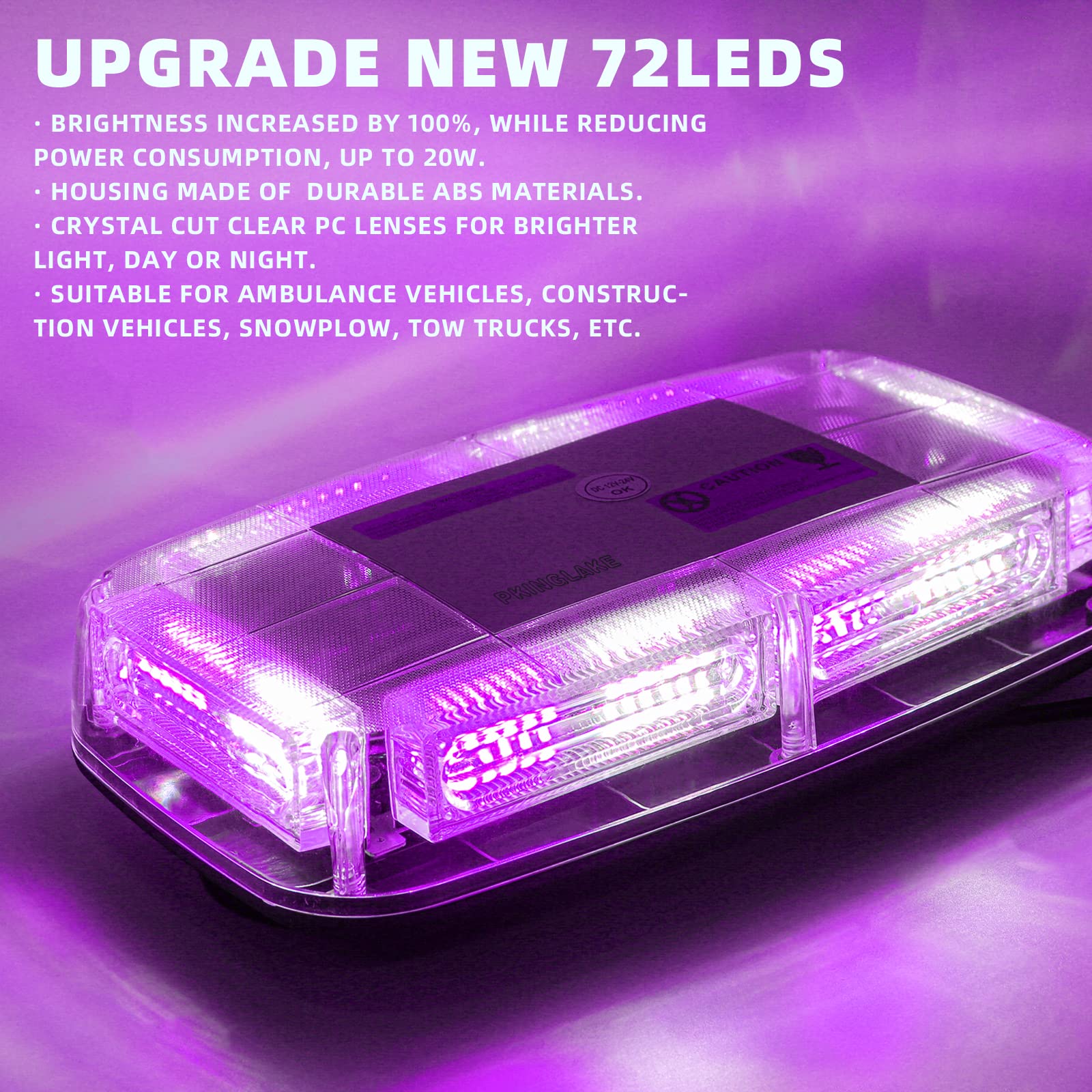 72 luces LED estroboscópicas de emergencia para techo, 12-24 V, alta visibilidad, advertencia de seguridad, mini barra de luz estroboscópica LED con base magnética para quitanieves, escolta