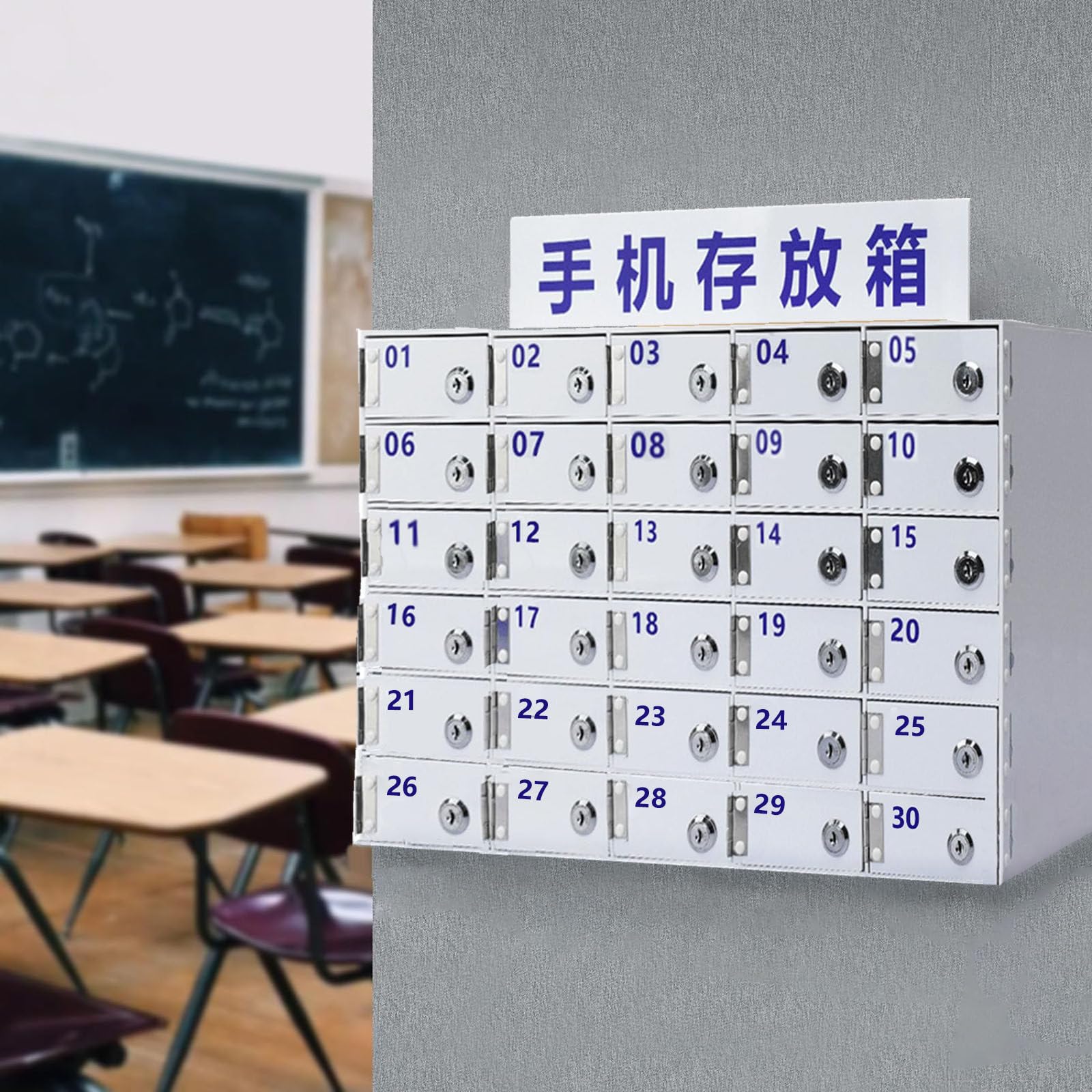 Armadietto a Muro per Cellulare, in Acrilico, con 20/30/40 Slot, per la Scuola e L'Ufficio, per Cene, L'Ora di Andare a Dormire e Il Tempo in Famiglia,30Slot