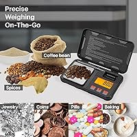 Vista 6 de Flexzion Báscula digital de tamaño de bolsillo, báscula de gramo de precisión de 7.05 oz/0.00 oz, portátil de viaje, mini cocina, alimentos, onzas