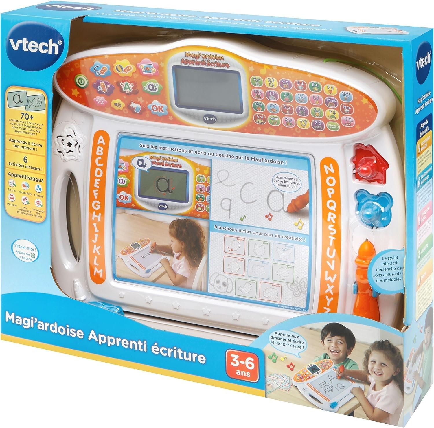 VTech - Magi'Ardoise Apprenti Écriture, Ardoise Magique Enfant, Tablette à Dessin, Jouet Éducatif et Créatif pour Apprendre à Écrire, Cadeau Enfant Dès 3 Ans - Contenu en Français