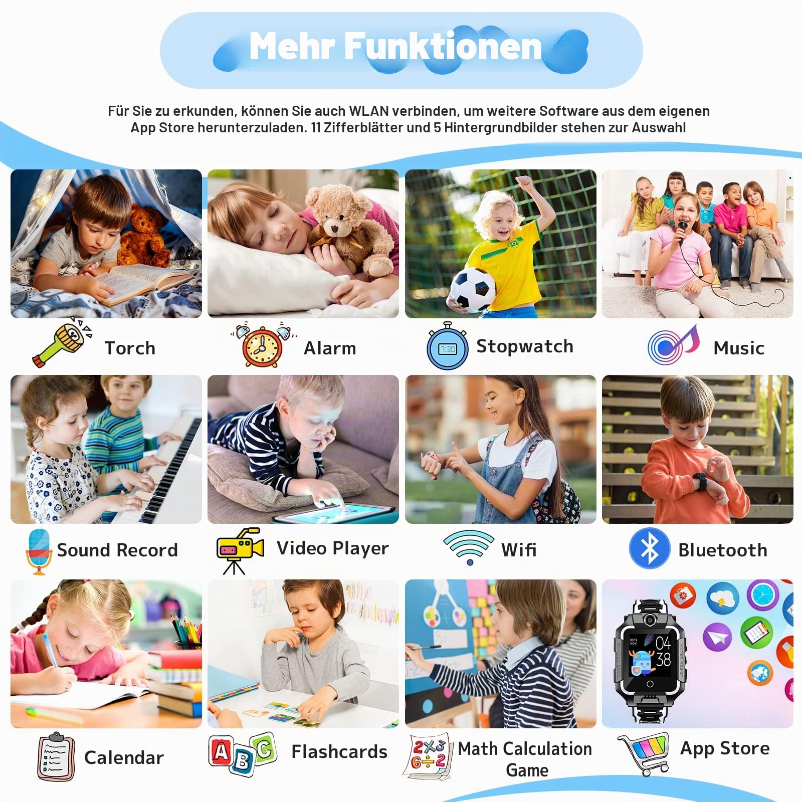 LiveGo 4G Smartwatch für Kinder Mit GPS-Tracker, HD-Touchscreen, Handy Uhr, SMS, Videoanrufe, SOS, Schrittzähler - Für Jungen Und Mädchen 6-12 (T10