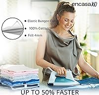 Vista 4 de Encasa XO Funda y Almohadilla para Tabla de Planchar 49"x18" - Cubierta Ancha para Tabla de Planchar de Fieltro de 4mm con Acolchado - Resistente al