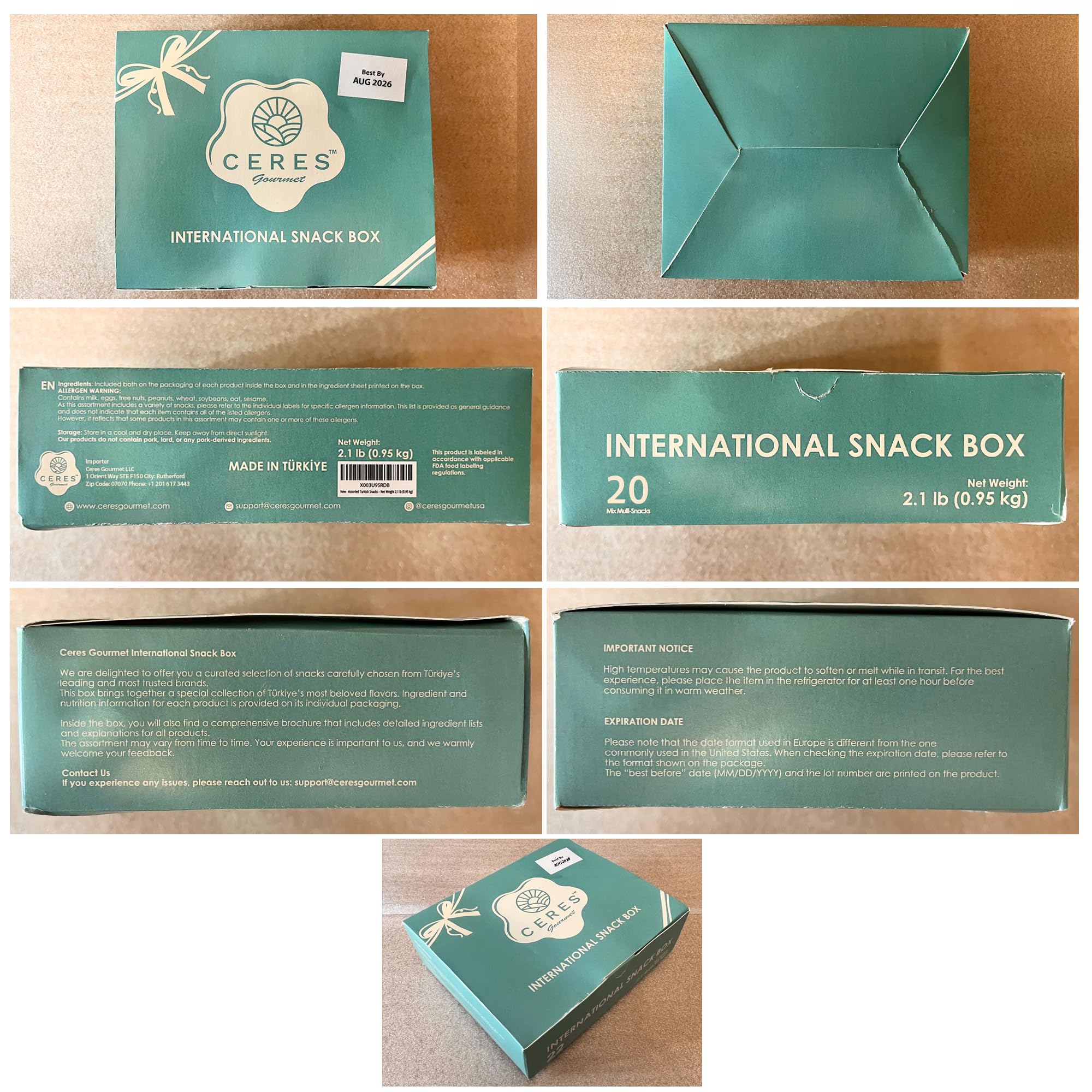 Ceres Gourmet International Exotic Snack Box Variety Pack, 20 Pieces of Foreign Snacks with Surprise Item, Turkish & European Treats Gift Box for Adults and Kids – Christmas, Thanksgiving & Holiday (): Midi