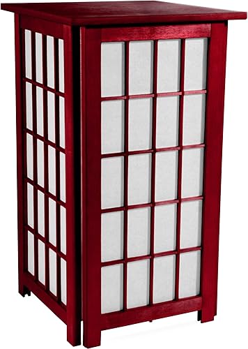Oriental Furniture - Lámpara Shoji de mesa auxiliar Hokkaido de 27 pulgadas de alto, palisandro