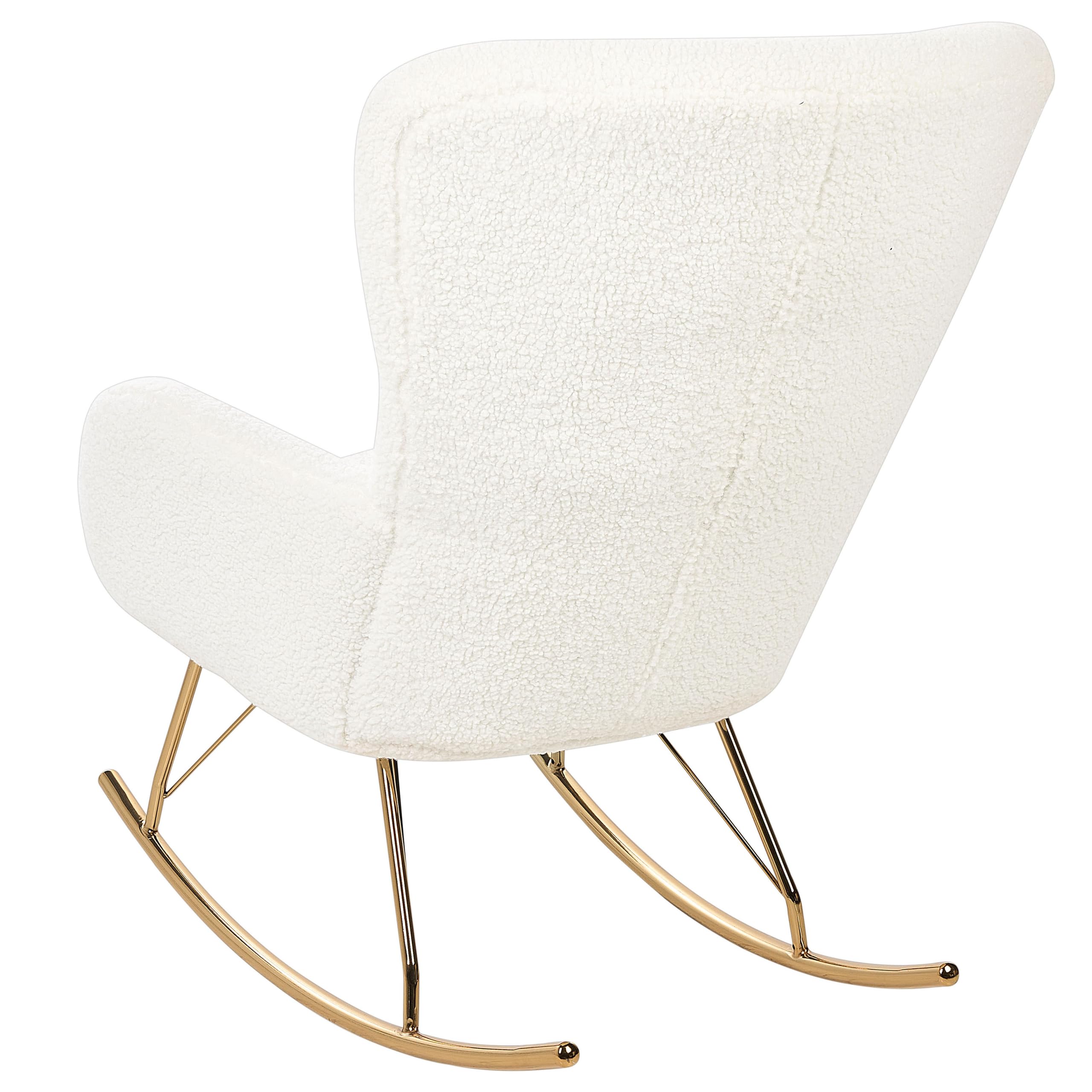 Beliani Schaukelsessel Bouclé Stoff weiß/Gold Schaukelstuhl modern elegant edel Anaset