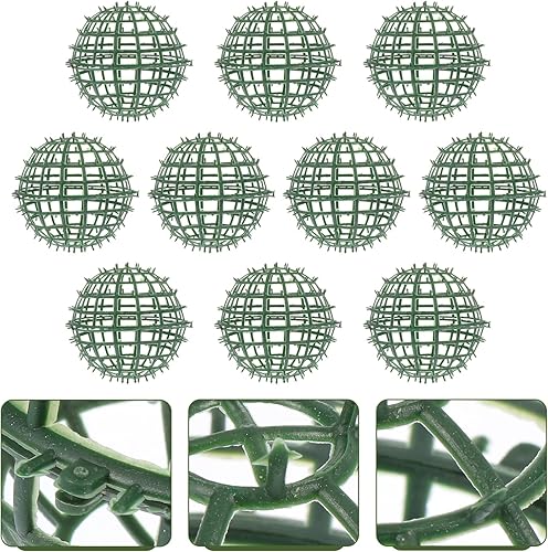Miniatura 7 de EXCEART Soporte de marco topiario floral para plantas 10 unids DIY Green Flower Support Cage 5.9 in Marco de fabricación de flores de boda Soporte