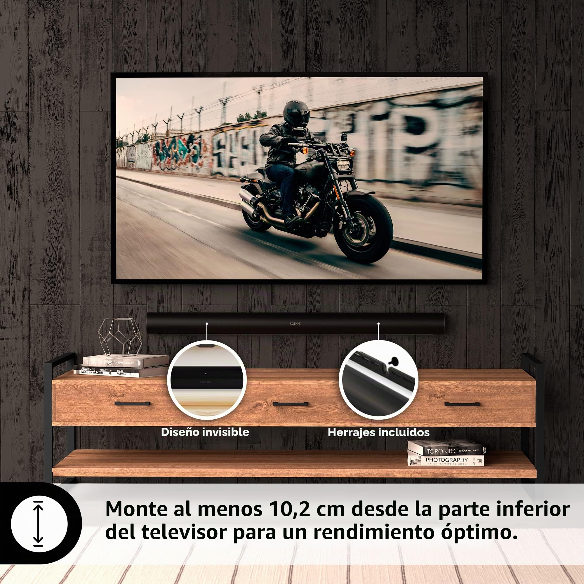 HumanCentric Soporte de Pared Compatible con Barra de Sonido Sonos ARC (Negro), Soporte de Montaje de Estilo Flotante Compatible con Sonos ARC Wall Mount, Soporte de Barra de Sonido para Soporte de