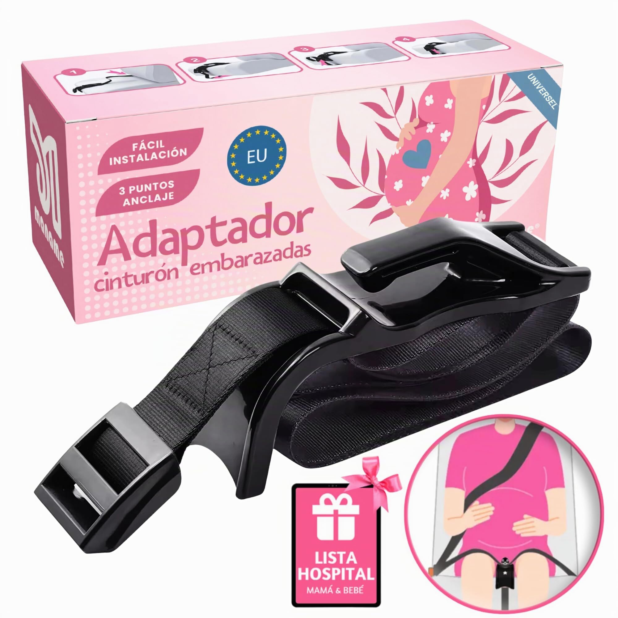 Ceinture Voiture Femme Enceinte Homologuée, Ceinture Grossesse, Ceinture Sécurité Femme Enceinte, Ceinture Grossesse Voiture, Réduction de la Pression Abdominale, Protection Maman Bébé, Universelle