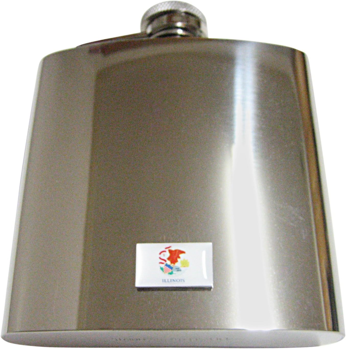 Kiola Designs Illinois State Flag Pendant 6 Oz. Stainless Steel Flask