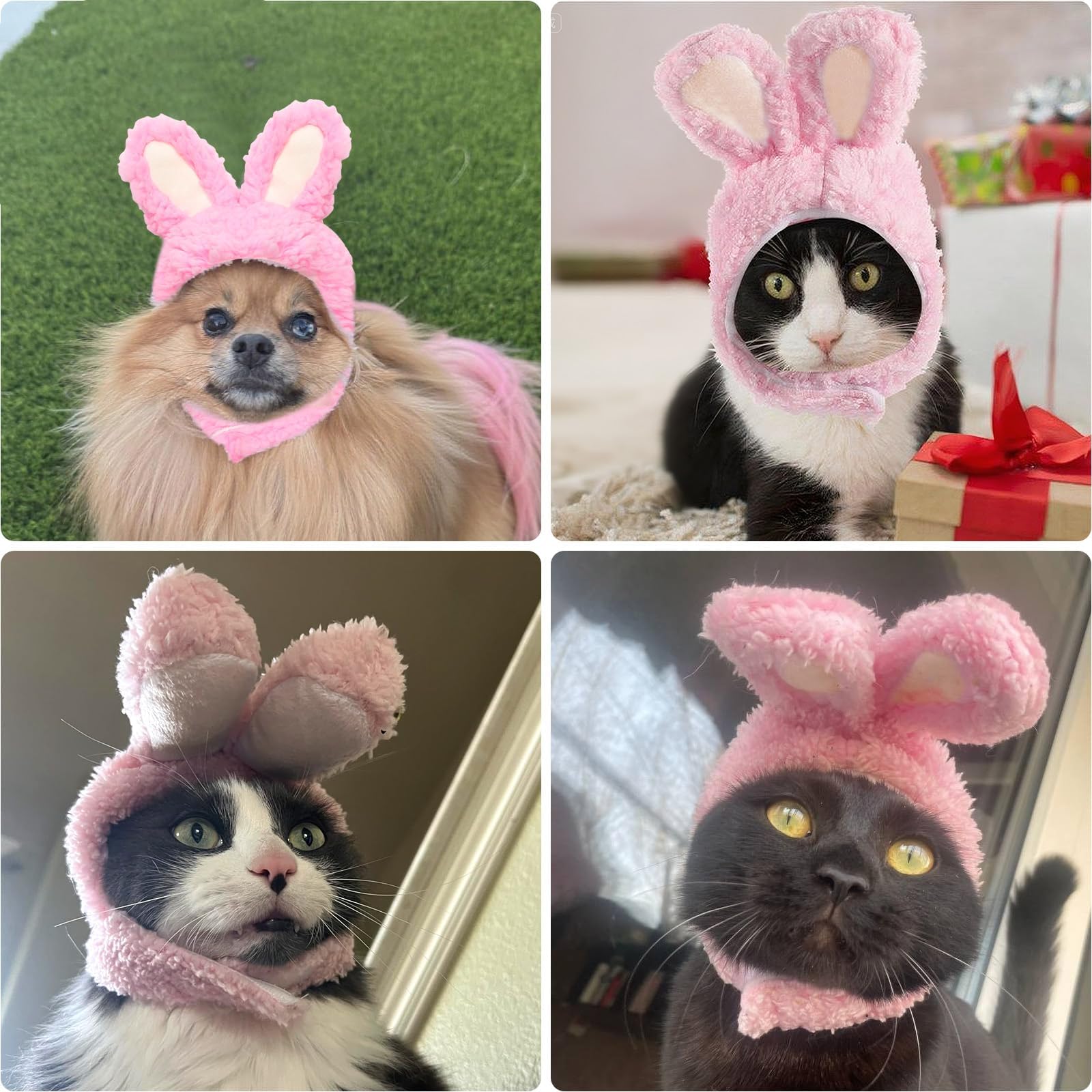 Disfraz de Gato Orejas de Conejo, Gorro para Mascotas Pascua, Apto para Gatos y Perros Pequeños (Rosa)