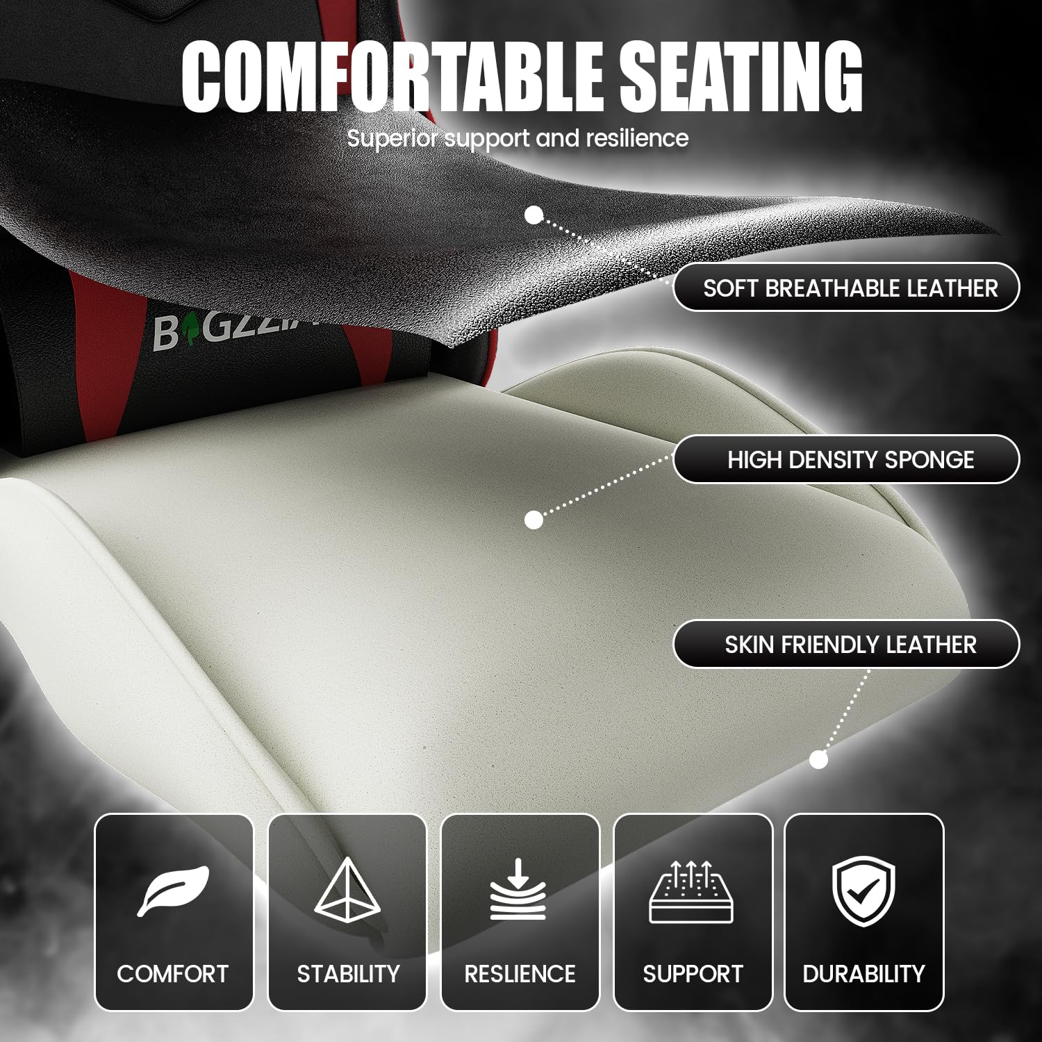 bigzzia Silla Gaming,Silla Ergonómica de Oficina en Cuero PU,Regulable en Altura con Soporte Lumbar y Reposacabezas,Respaldo Reclinable 155°,Silla Gamer Adulto Niño(Verde) (Red)