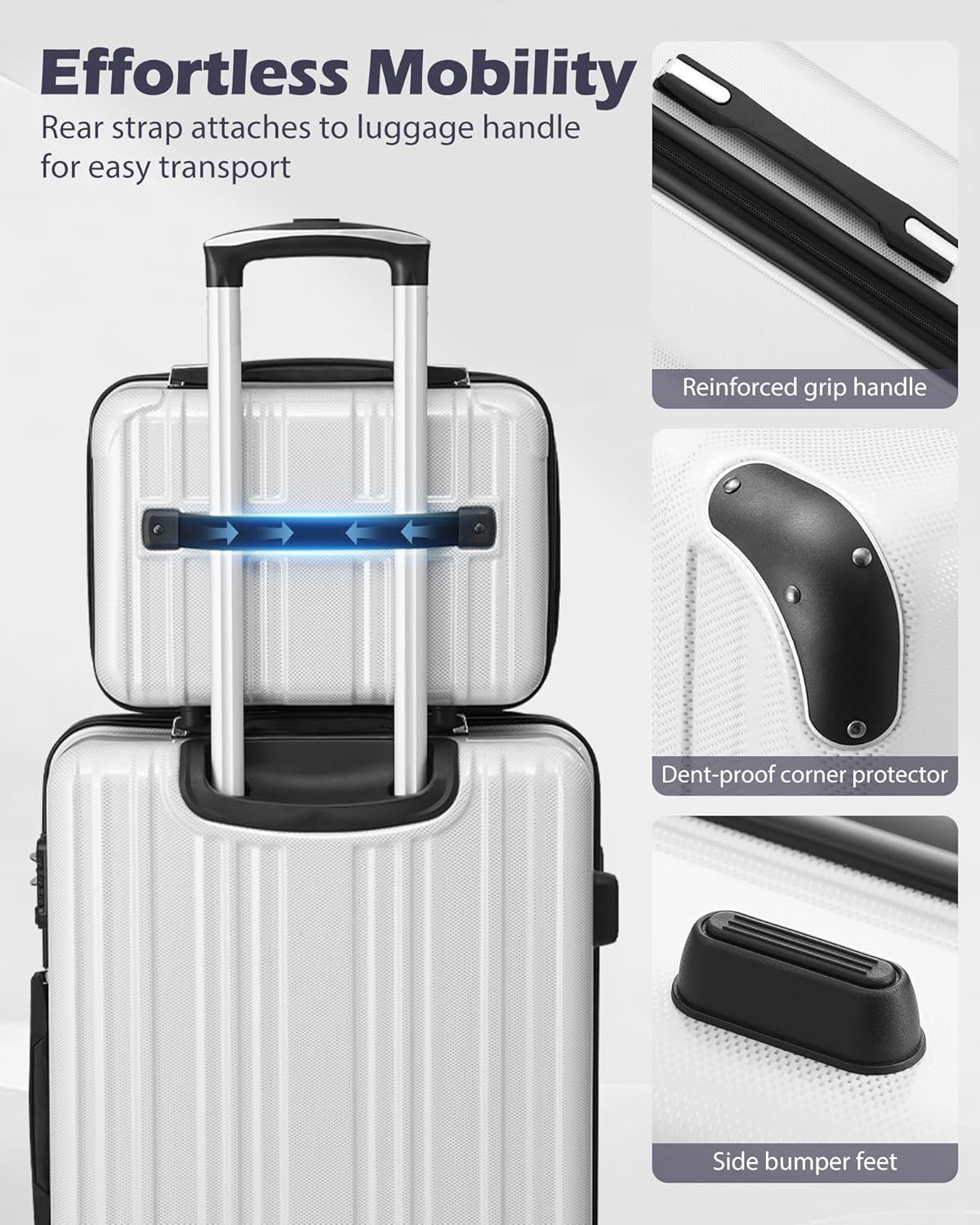 Coolife Luggage Sets, 5 Piece Durable Suitcase, Lightweight Carry on Luggage with PC+ABS Hardshell, Dual Spinner Wheels, TSA Lock and YKK Zipper (wine wind new, 5 piece set) - Image 8