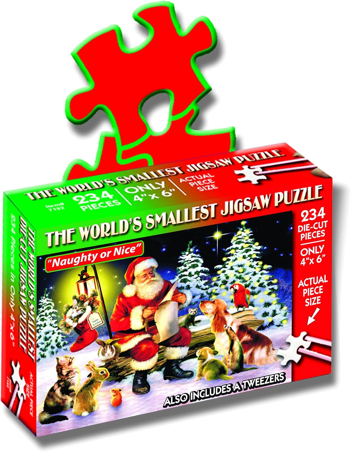TDC Games World’s Smallest Holiday Jigsaw Puzzle, Naughty or Nice – Mini Puzzles, Small Challenging Travel Art Puzzle for Adults, 200+ Pieces, Stocking Stuffers (Pack of 2)
