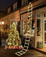 Vista 11 de Luces LED de escalera con Papá Noel escalador, 2.5 pies, luces decorativas de Navidad para interiores, 8 modos, árbol de luces de Navidad