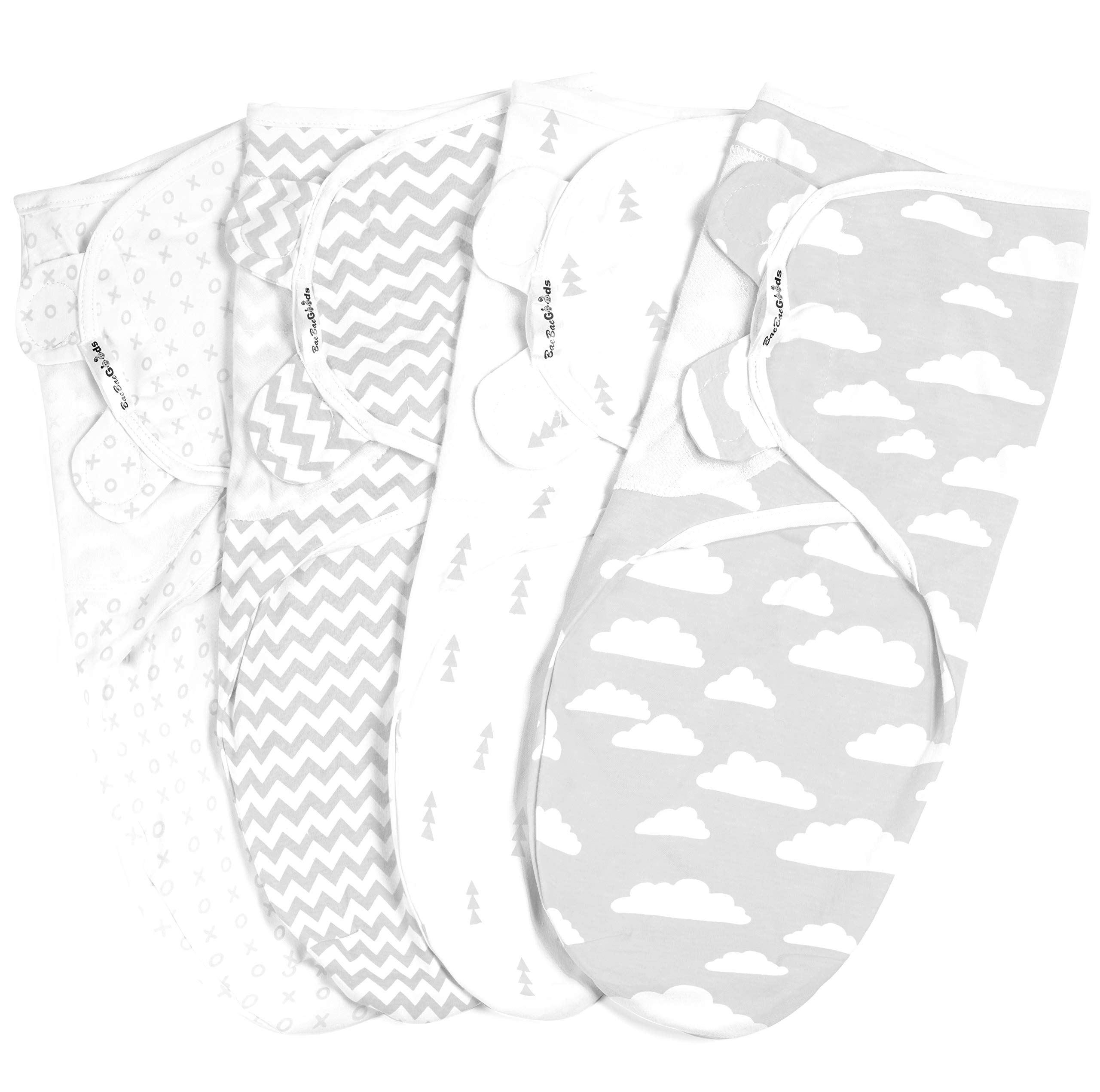 BaeBae Goods Swaddle Blanket Set, Adjustable Infant Baby Wrap Set of 4, Baby Swaddling Wrap Blankets Made in Soft Cotton