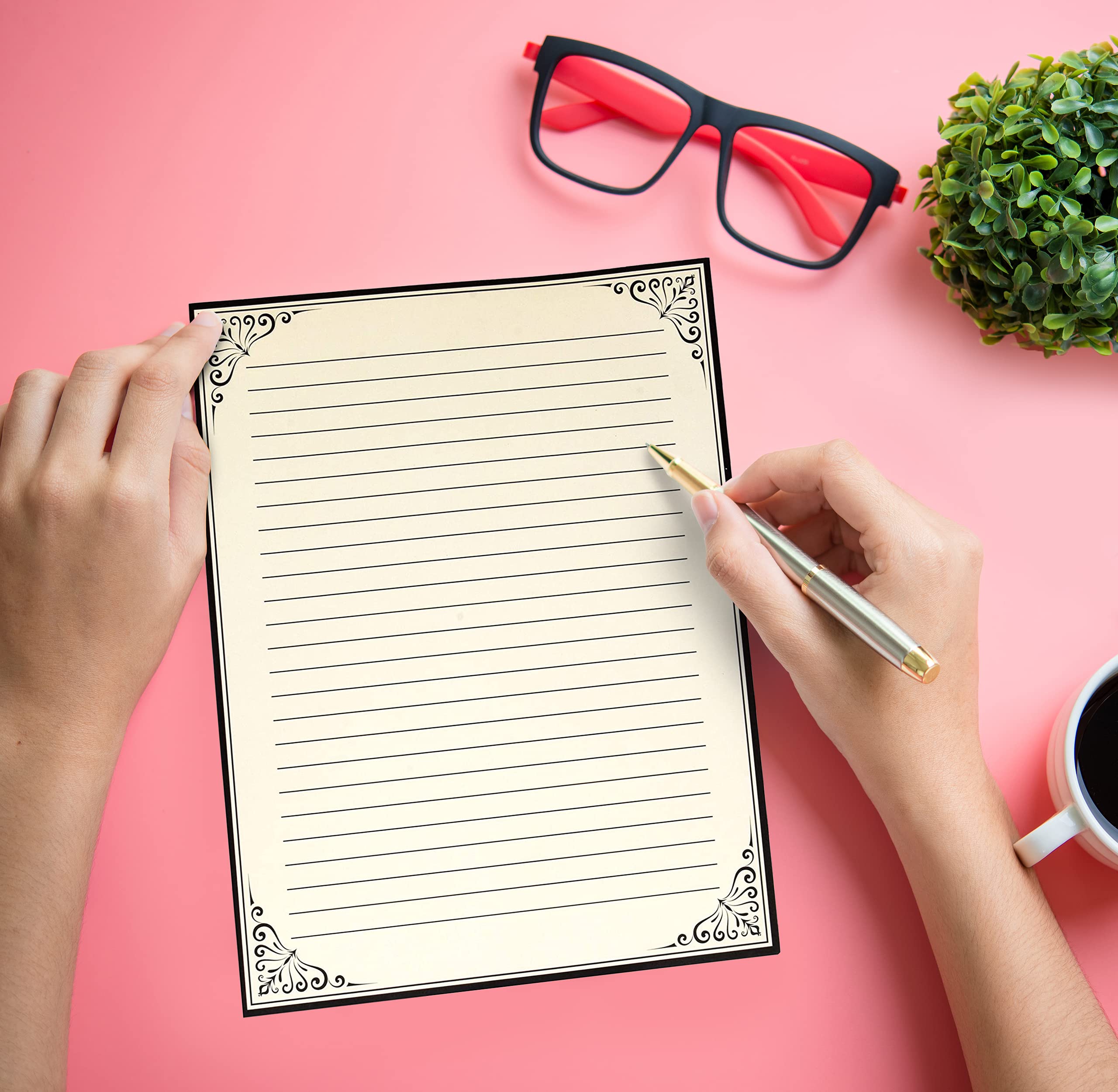 Gift Boutique - 100 Vintage Stationery Paper Elegant Retro Lined Sheets for Writing Poems Lyrics Letters Office Notes and Printing Supplies Cream 8.5" X 11" - Image 4