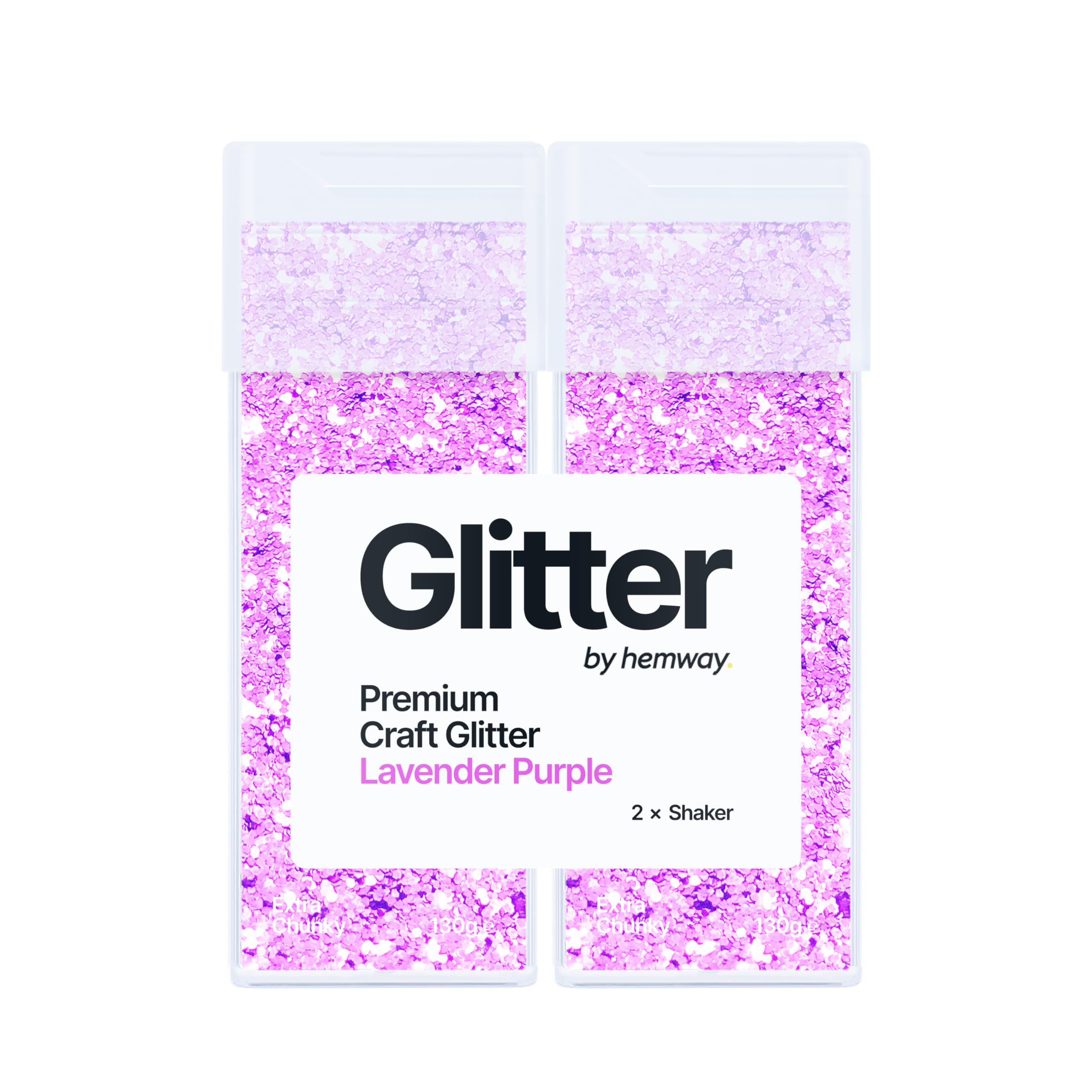 Hemway Glitter Shaker Lavender Purple 130g x2 Pack Extra Chunky, Craft Glitter Shakers for Resin & Epoxy Crafts
