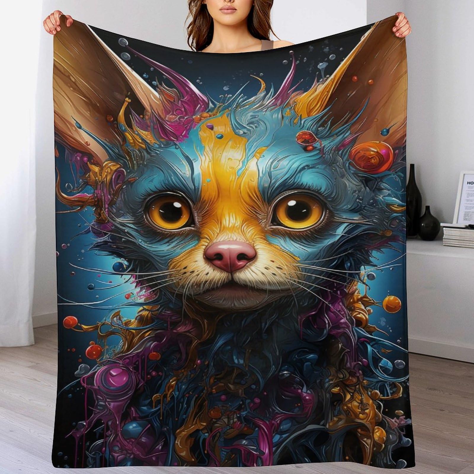 Couverture Chihuahua en flannel douce pour canapé lit 130x150 cm