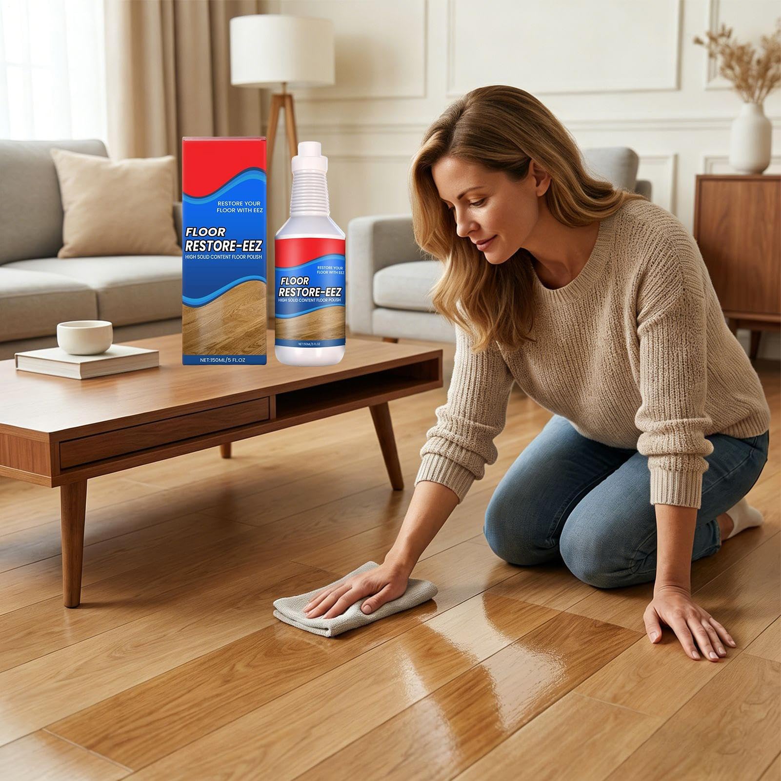 Floor Restore Eez, 150ml Solution De Restauration Des Sols, Rénovateur Pour Sols En Bois, Liquide Rénovation Floor, Agent Protection Floors Nettoyant Réparateur Anti-Rayures Pour Parquets Stratifiés