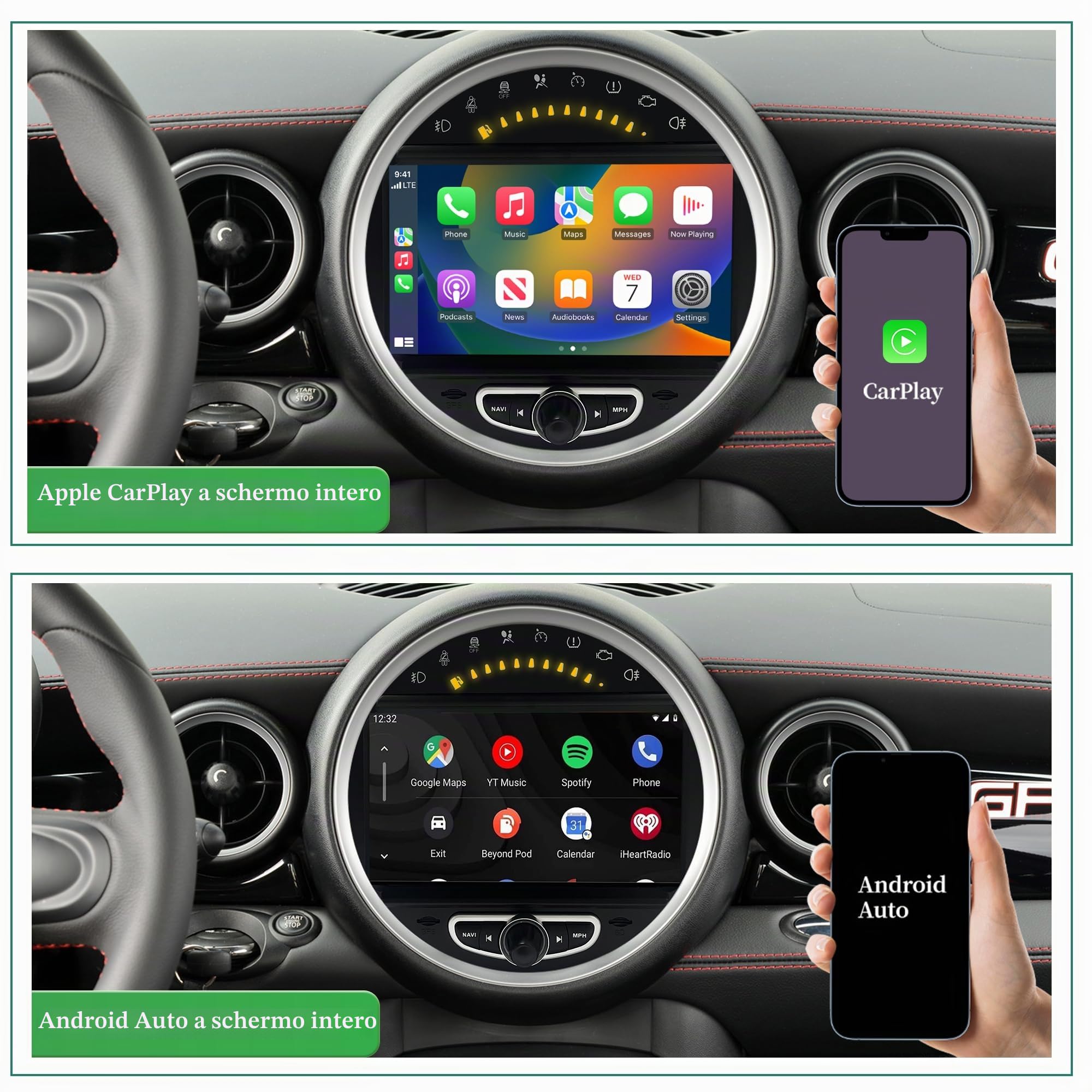 8 Pollici Touch Screen Radio Per Mini Cooper R55 R56 R57 R58 R59 R60 R61 Car Stereo CarPlay Android Auto Snapdragon 665 64GB Navigazione GPS Netflix Spotify Prime Video Reddit Twitch