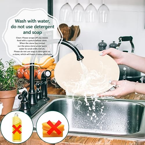 Miniatura 6 de GGC Piedra de pizza de 14 pulgadas para hornos, piedra para hornear para parrilla y barbacoa para cocinar pizza perfecta de corteza crujiente, pan y