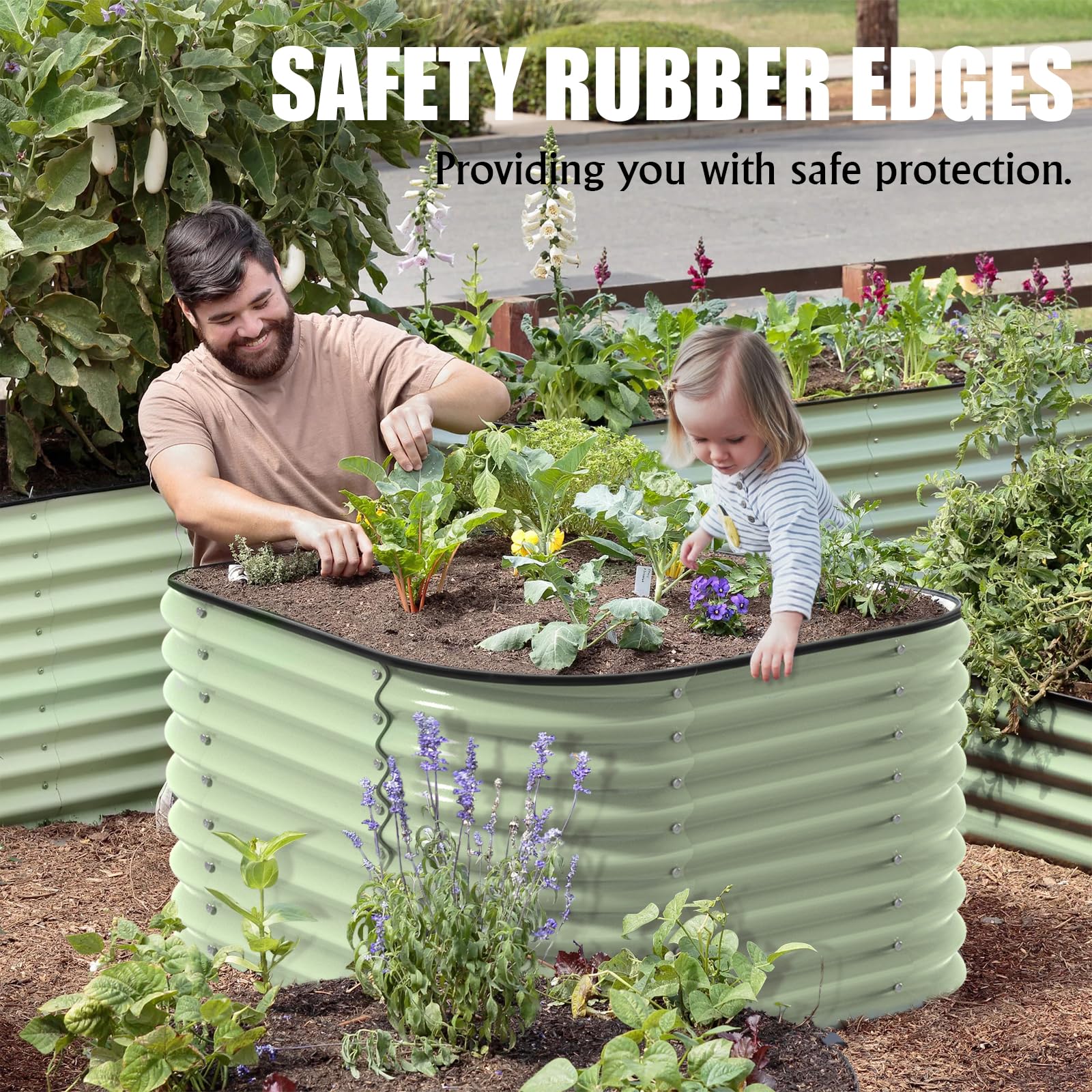 Gardtech 9 IN 1 Hochbeete für Garten - 240x60x80cm Hochbeet Praktische Stahl Rostfrei Verzinkt - Stabiles Hochbeete-Kit aus Metall - Innovativer Gemüsebeet Grün - Gartenbeet für Gemüse Kräuter Blumen
