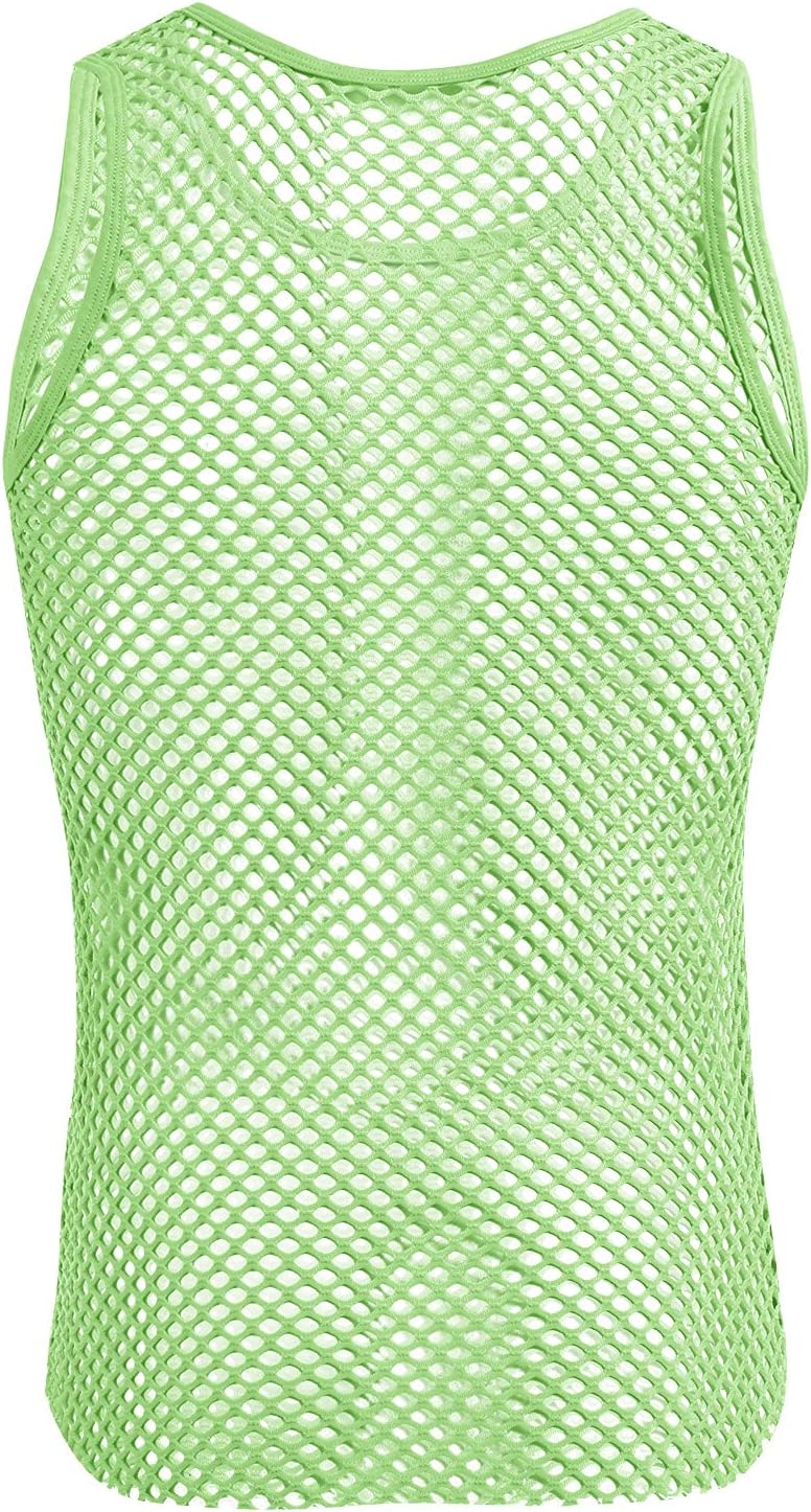 ABAFIP Men's Fishnet Mesh Tank Top Sleeveless Sheer Shirt Gym Workout Fitted Muscle Top Undershirt - Image 6