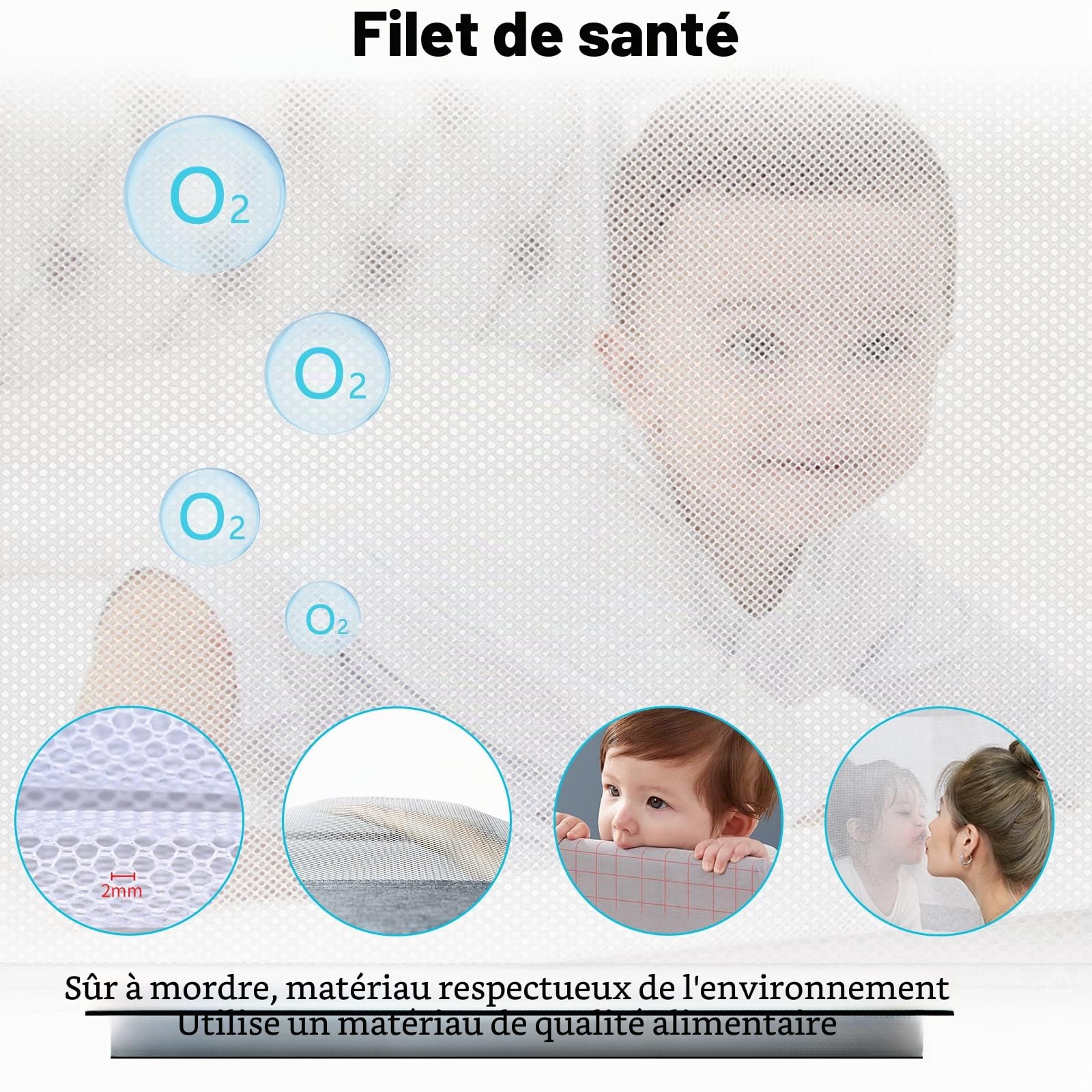 Hengmei - Barrière de lit - Réglable en hauteur - 150 cm - Protection anti-chute - Pour bébé et enfant (ourson)