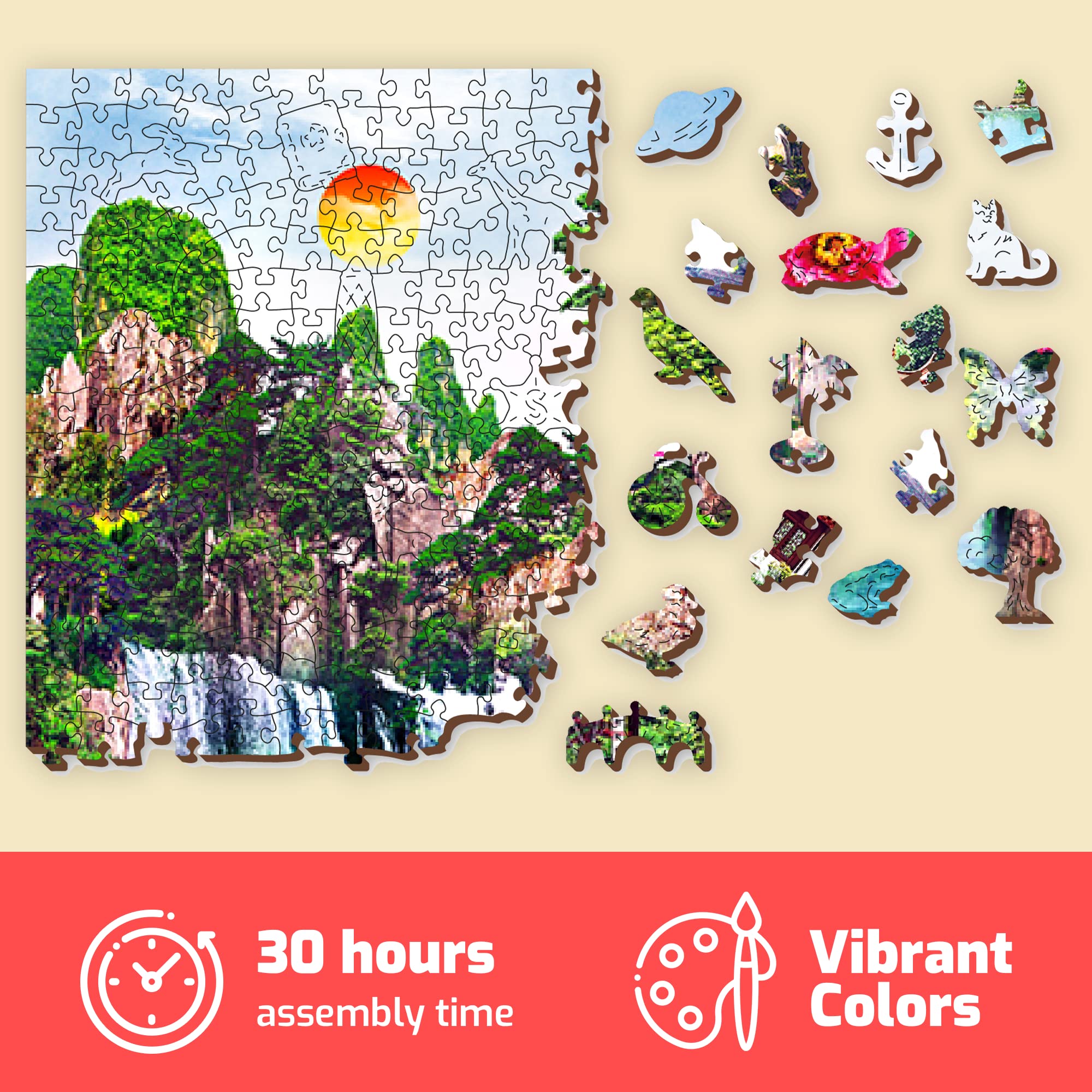 Wooden.City 2000 Elementów Drewniane Puzzle - Zabawka I Unikalne Puzzle Dla Dzieci I Dorosłych - Piękna Układanka Z Układanką Z Niezwykłymi Kawałkami Zwierząt - Puzzli - Idealny Prezent Urodzinowy
