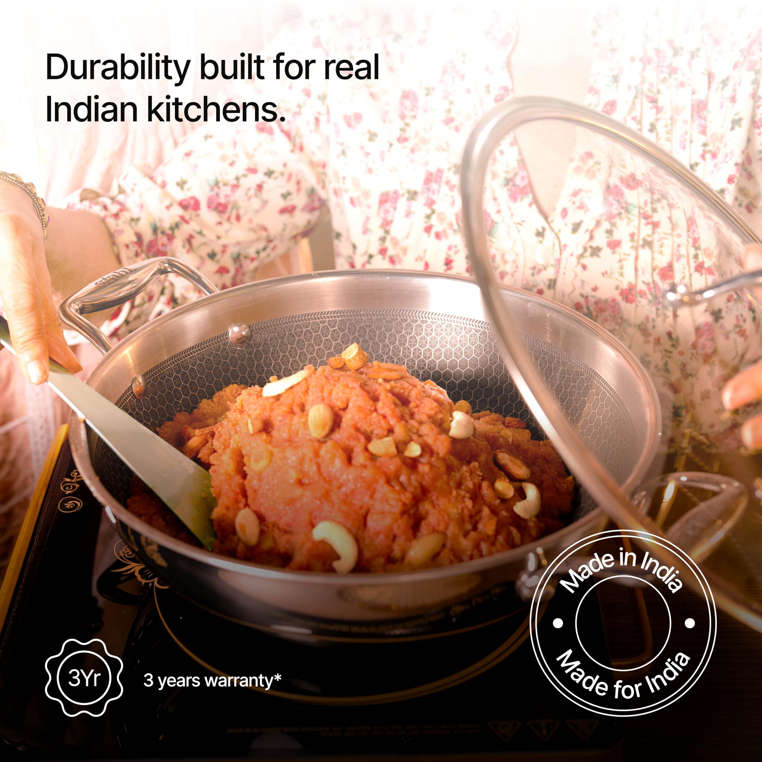 Stahl Hybrid Kadai - 3.3L Triply Cookware -3