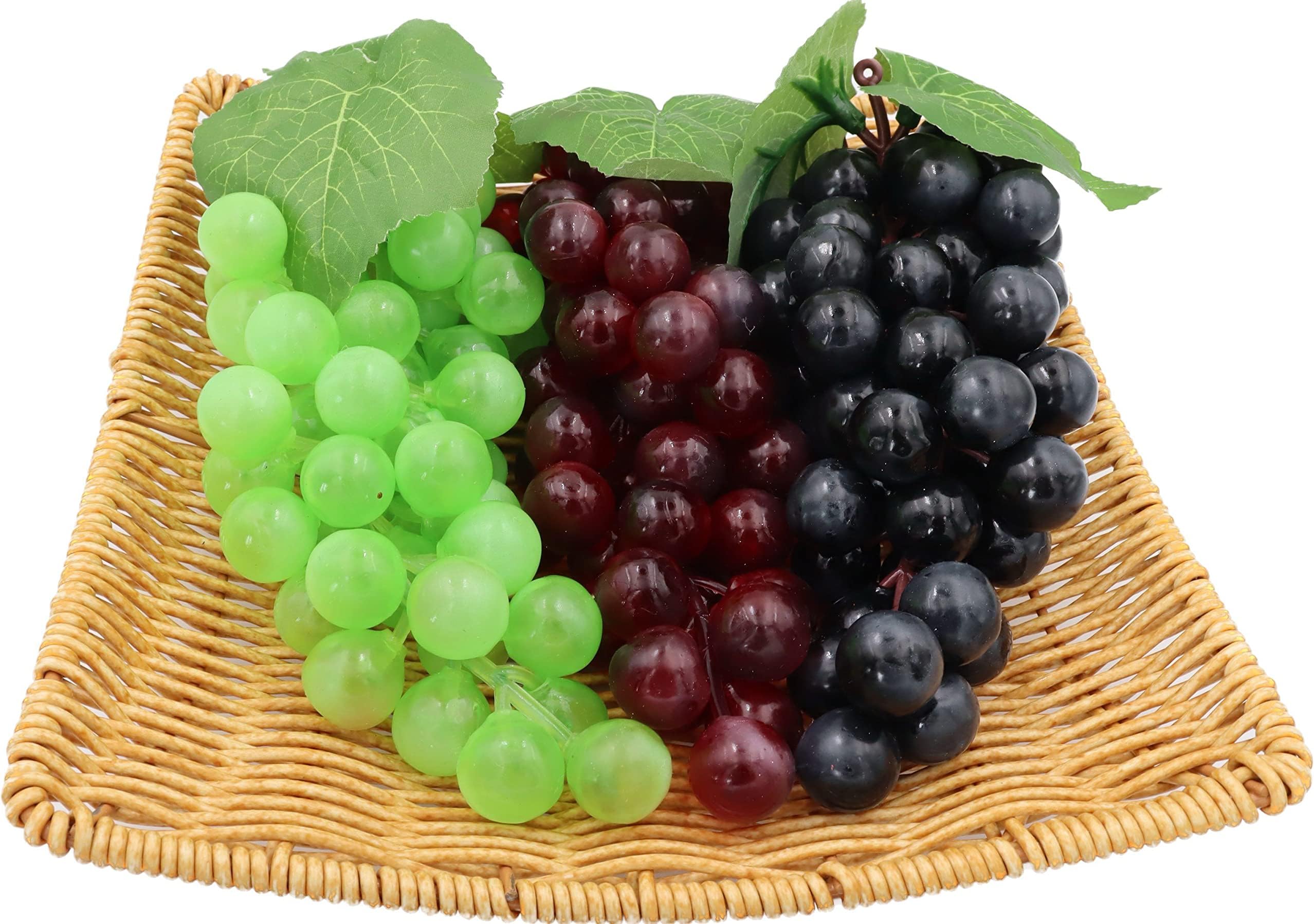 WJboand3PCS Artificial Realistic Fruit Grape Clusters Lifelike Party Home Kitchen Cabinet Shop Decorations Wedding Arrangements Photography Props Basket