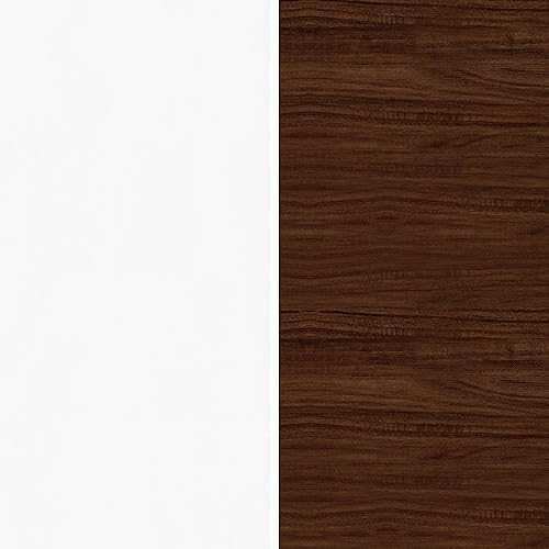 Miniatura 7 de Glenwillow Home Atlas - Armario y aparador moderno Highboy de 78 x 28 pulgadas marco de nogal puerta y cajones blancos base negra