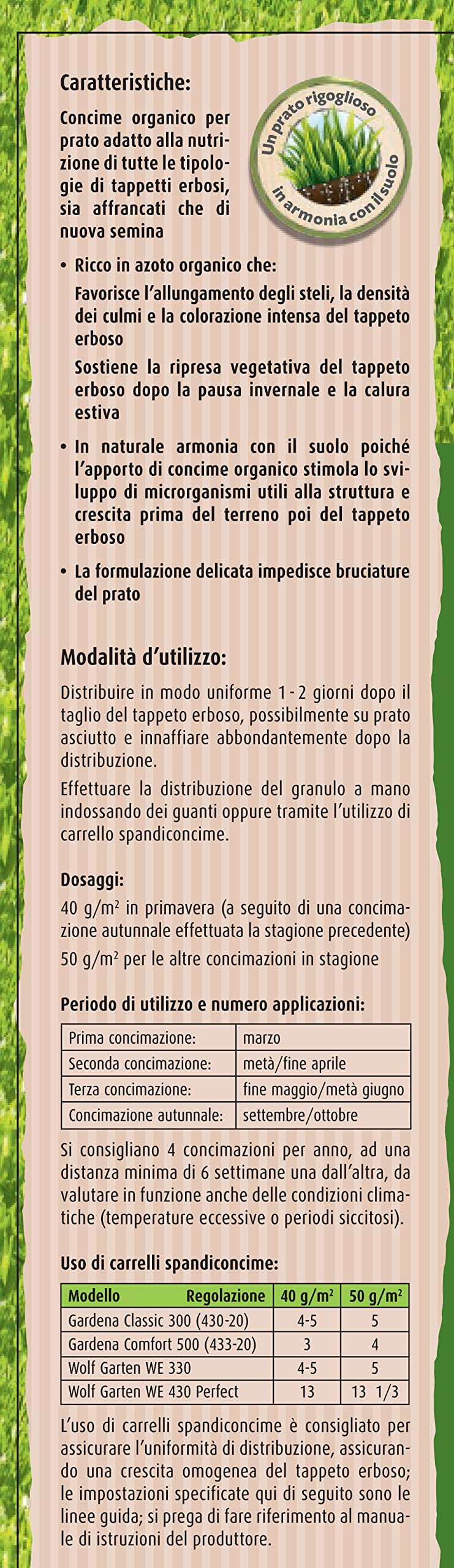 COMPO BIO Concime Organico per Prato, Per Prati Verdi e Fitti in Modo Naturale, 5 kg