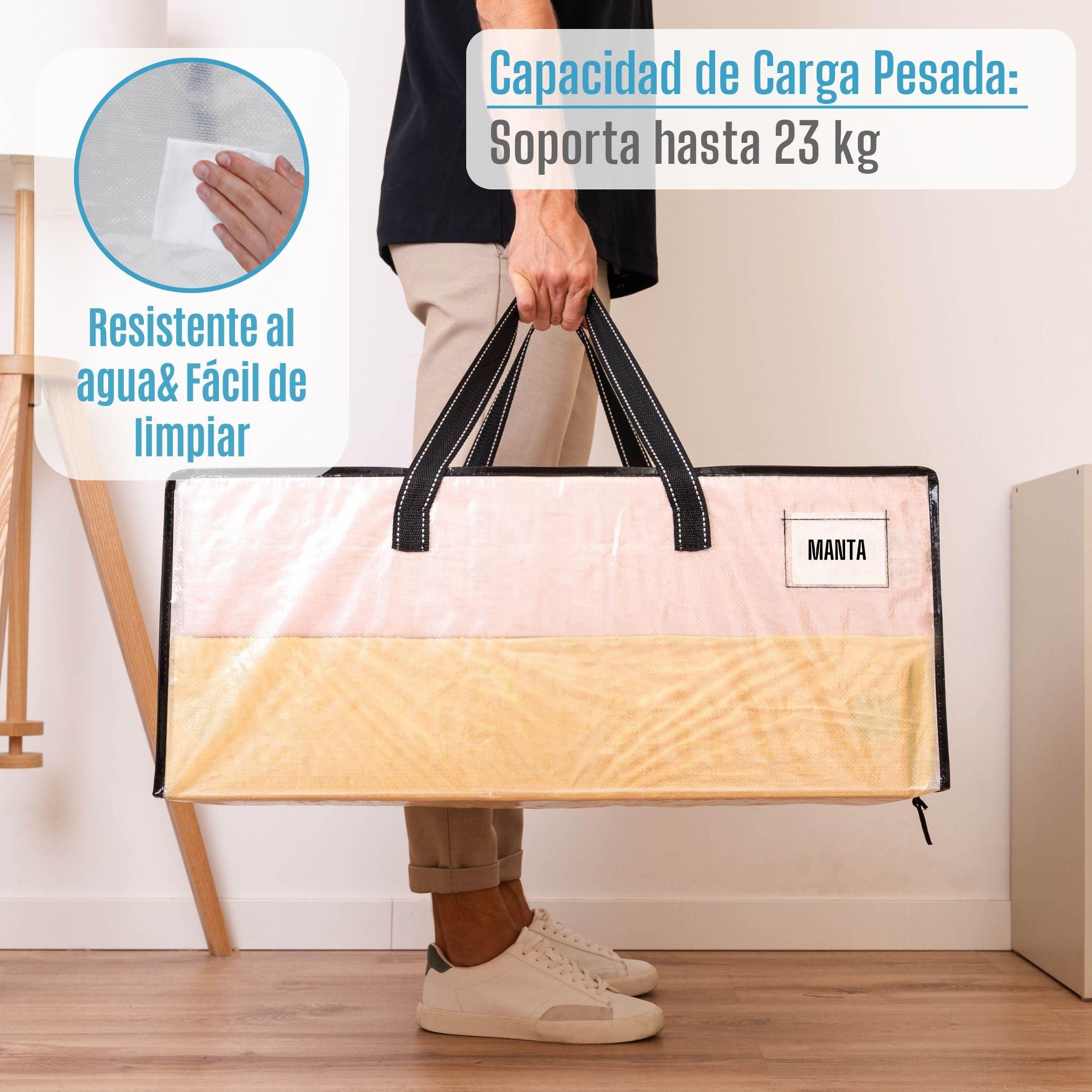 VENO Pack de 10 Bolsas de Mudanza, Almacenaje Extra Grandes, Almacenaje Resistentes, Cajas de Embalaje, Suministros de Mudanza, Lavandería Duraderas para Ropa(Ventana Transparente,Pack de 10)