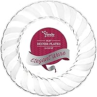 Vista 2 de Blue Sky Elegant Ware Collection - Platos de plástico transparente de 10 pulgadas (18 unidades) Desechables, duraderos y elegantes para fiestas