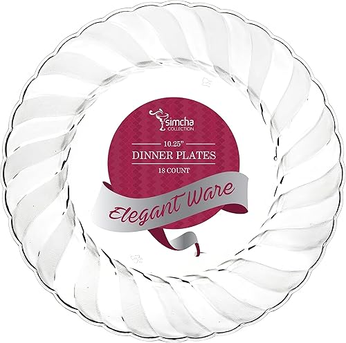 Miniatura 2 de Blue Sky Elegant Ware Collection - Platos de plástico transparente de 10 pulgadas (18 unidades)  Desechables, duraderos y elegantes para fiestas y