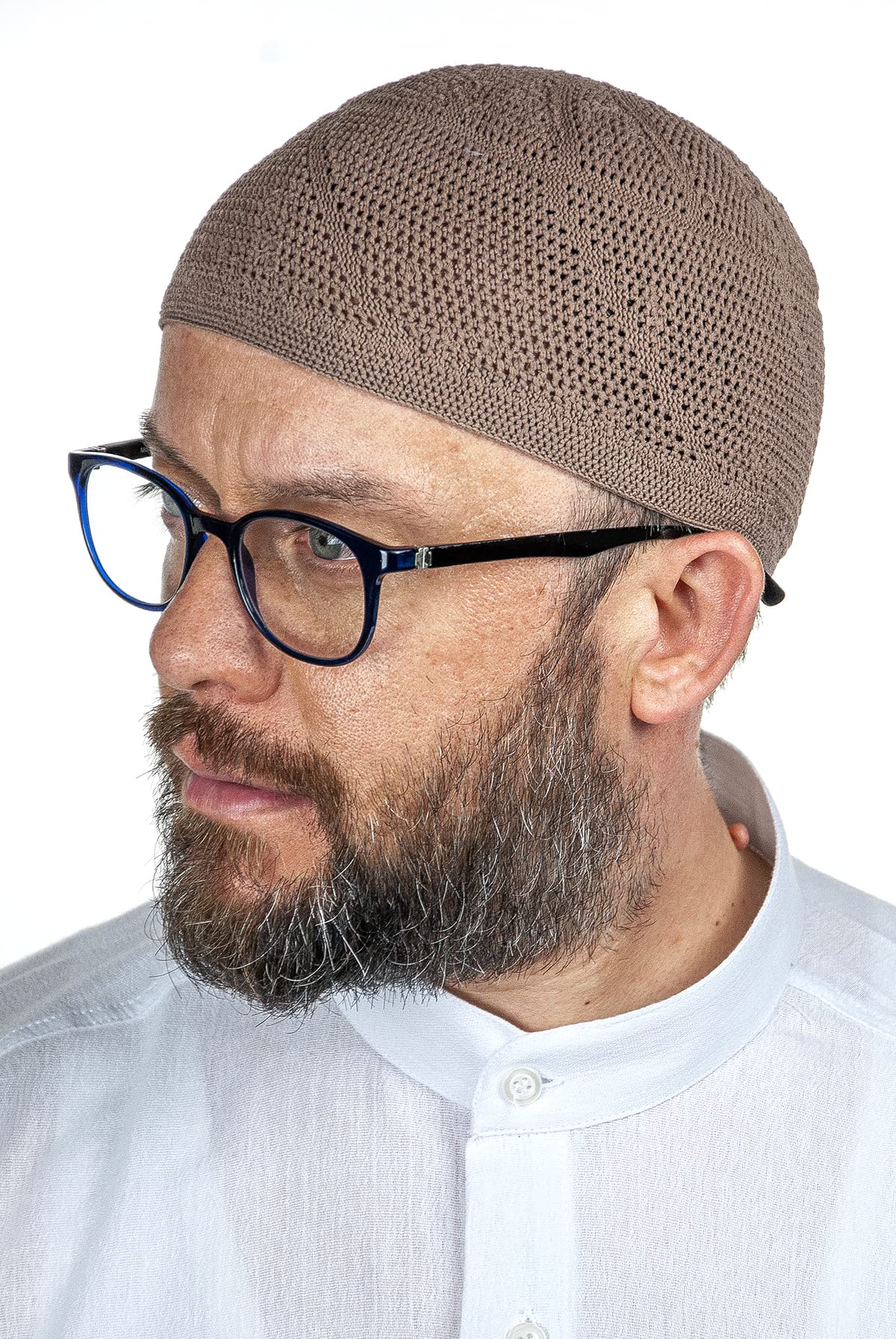 ihvan online Turkish Muslim Lux Knitting Kufi Hats for Men, Taqiya, Takke, Peci, Islamic Caps, Islamic Gifts, Standart Size, Brown