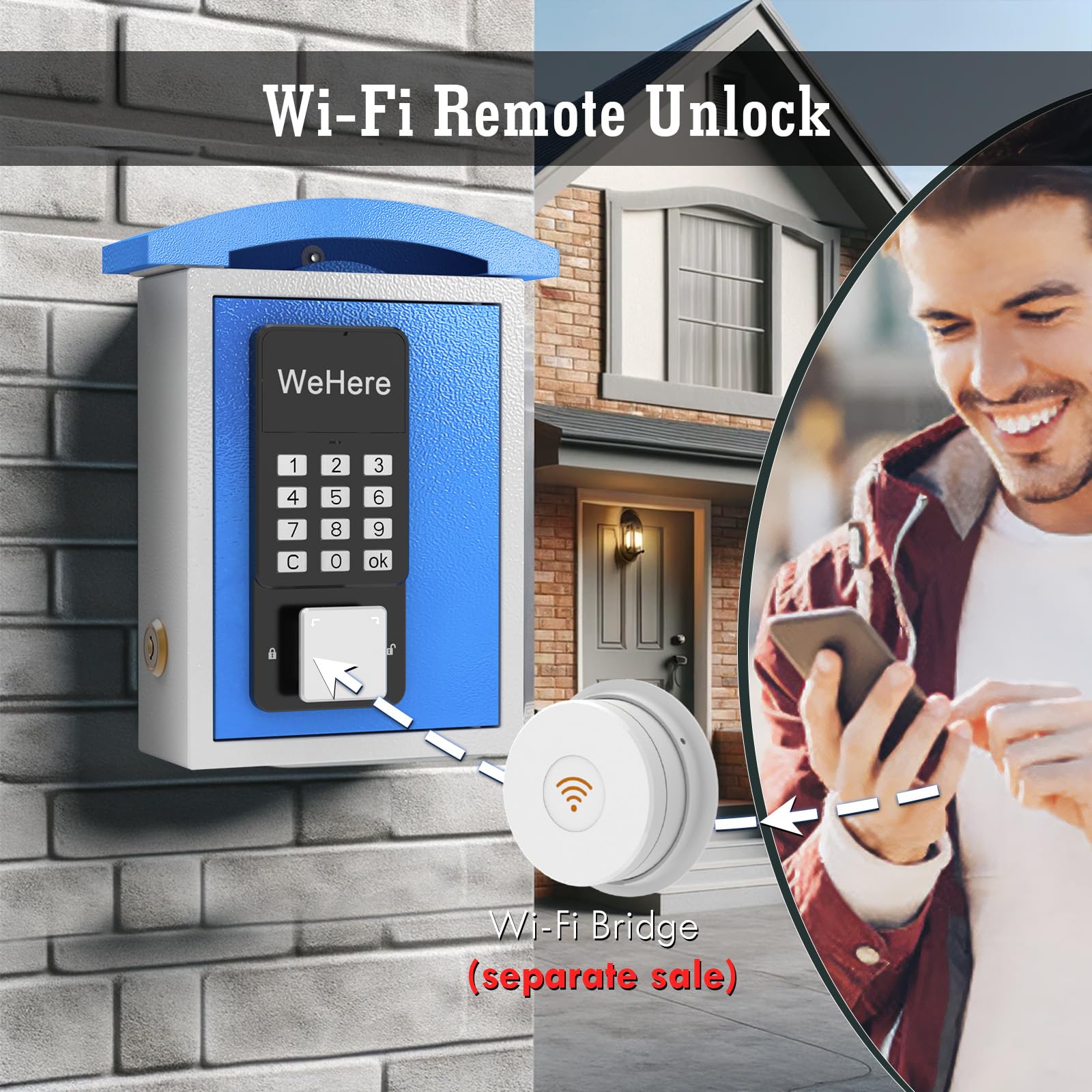 Bluetooth Key Storage WeHere Smart Key Lock Box - Bluetooth & WiFi Key  Storage With APP Control For Home & Office Outdoor Key Holder