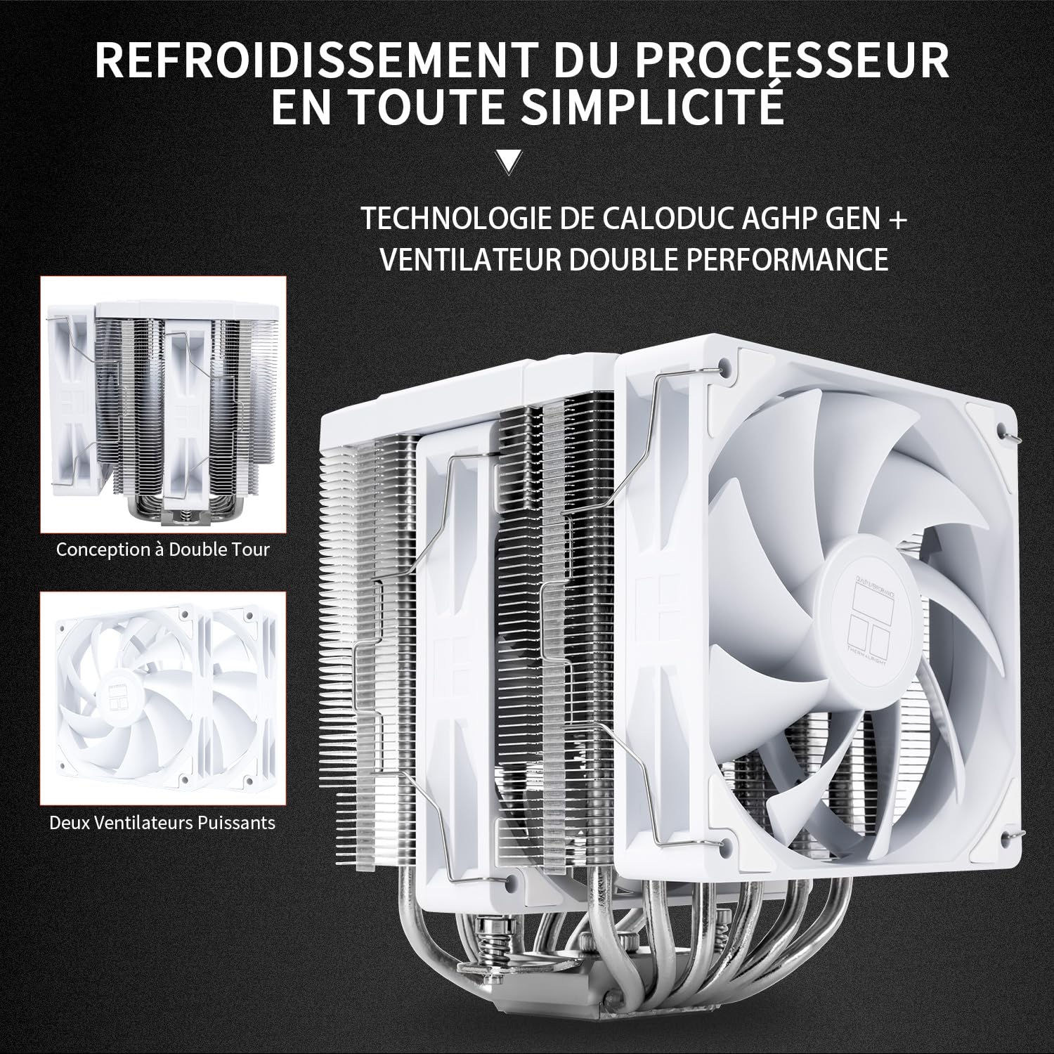 TR Peerless Assassin 120 Digital White, doble ventilador PWM de 120 mm con velocidad de 1850 rpm, soporte Intel lga1700 / 1851 / 115X / 1200, AM: AM4/AM5,