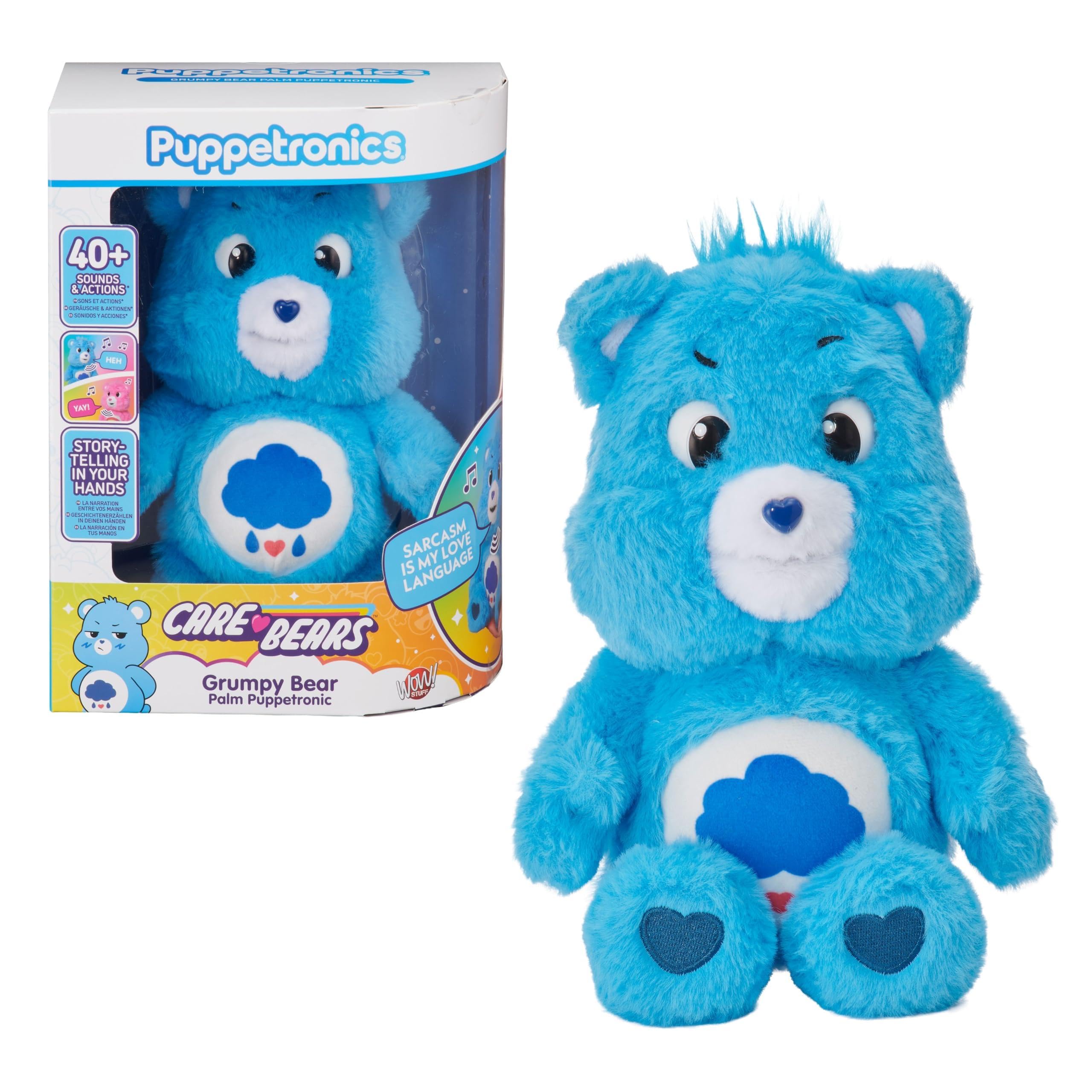 WOW! STUFF Care Bear Grumpy Palm Puppetronic, Feature Plush Interactive Soft Toy, Talking Plush with Sounds and Actions, Head Touch Sensor, Moving Eyes Mouth and Head, Ages 6 Plus