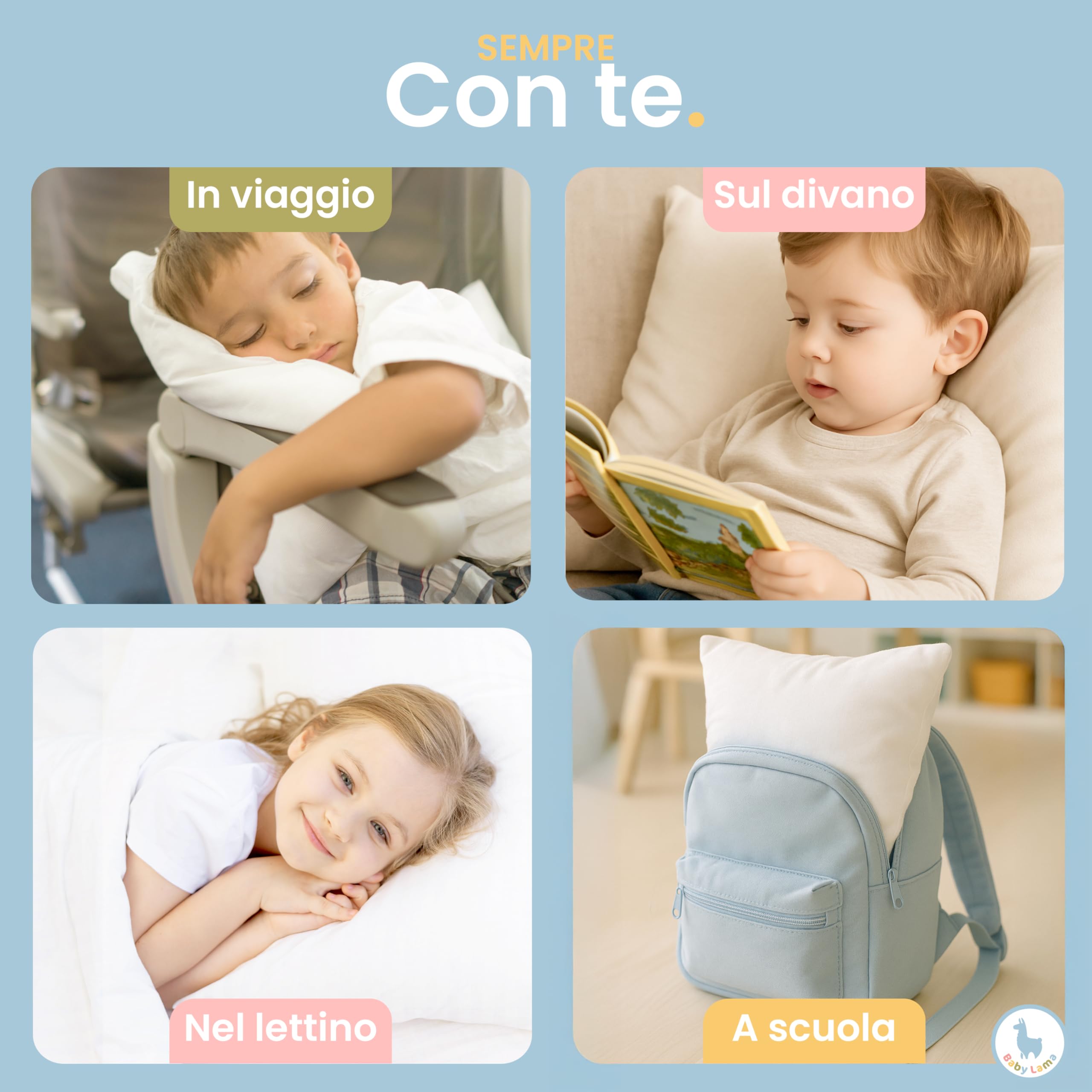 Cuscino Bambino 2 Anni - 6 Anni. Cuscino Lettino Bambino Basso per Dormire 40x60. Cotone 100% Oeko-Tex – Ipoallergenico, Lavabile, Antisoffoco. Made in Italy (1)