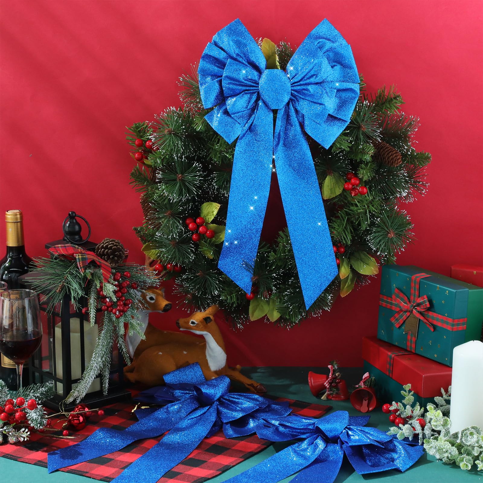2 Stück Samt Weihnachtsschleifen Groß Weihnachten Produktbild-Vorschau 12