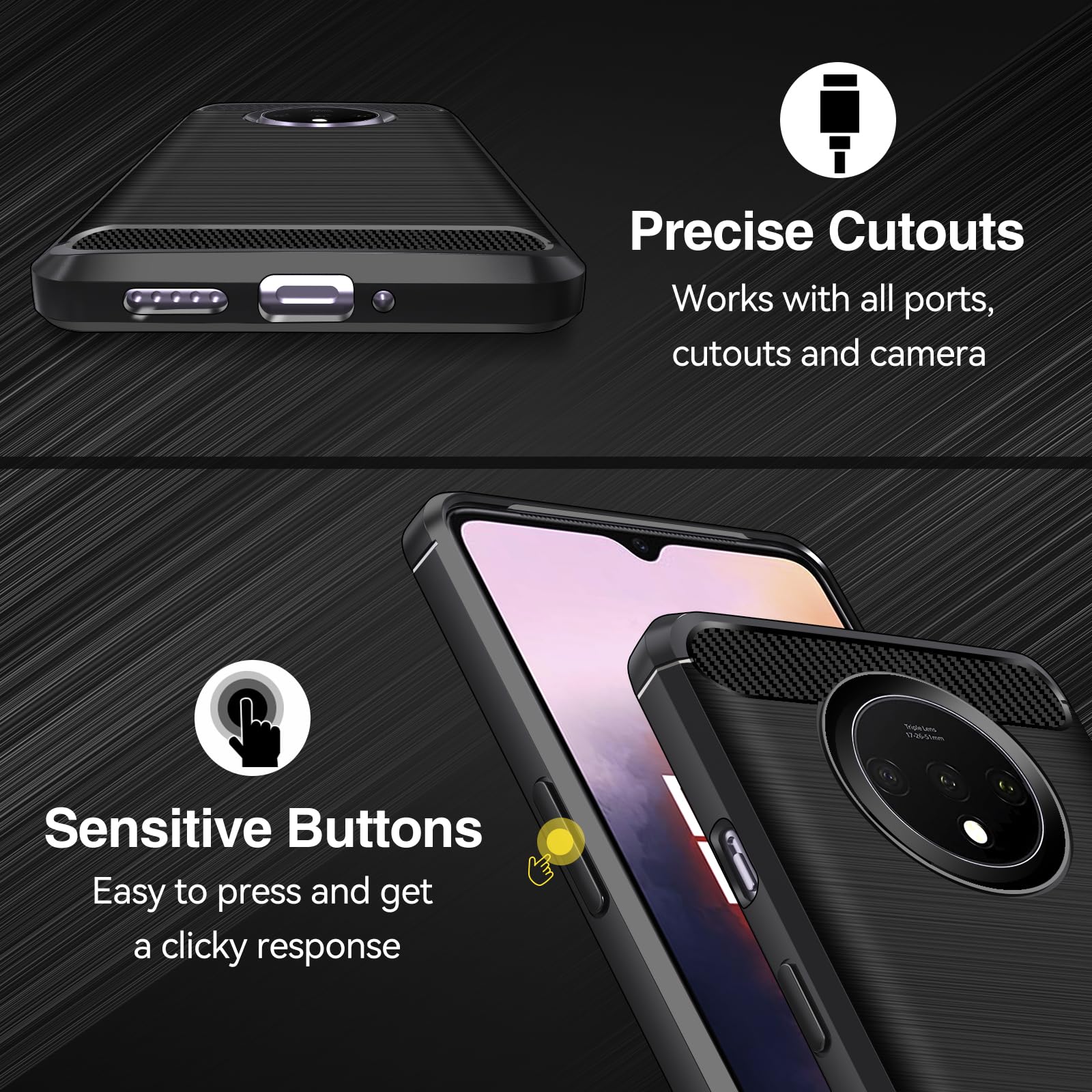 iVoler Cover per Oneplus Nord 4 5G, [Protezione Antiurto di Grado Militare] Custodia Sottile Morbida in Silicone TPU Anti-Impronte Anti-Graffio Protettiva Case, Nero