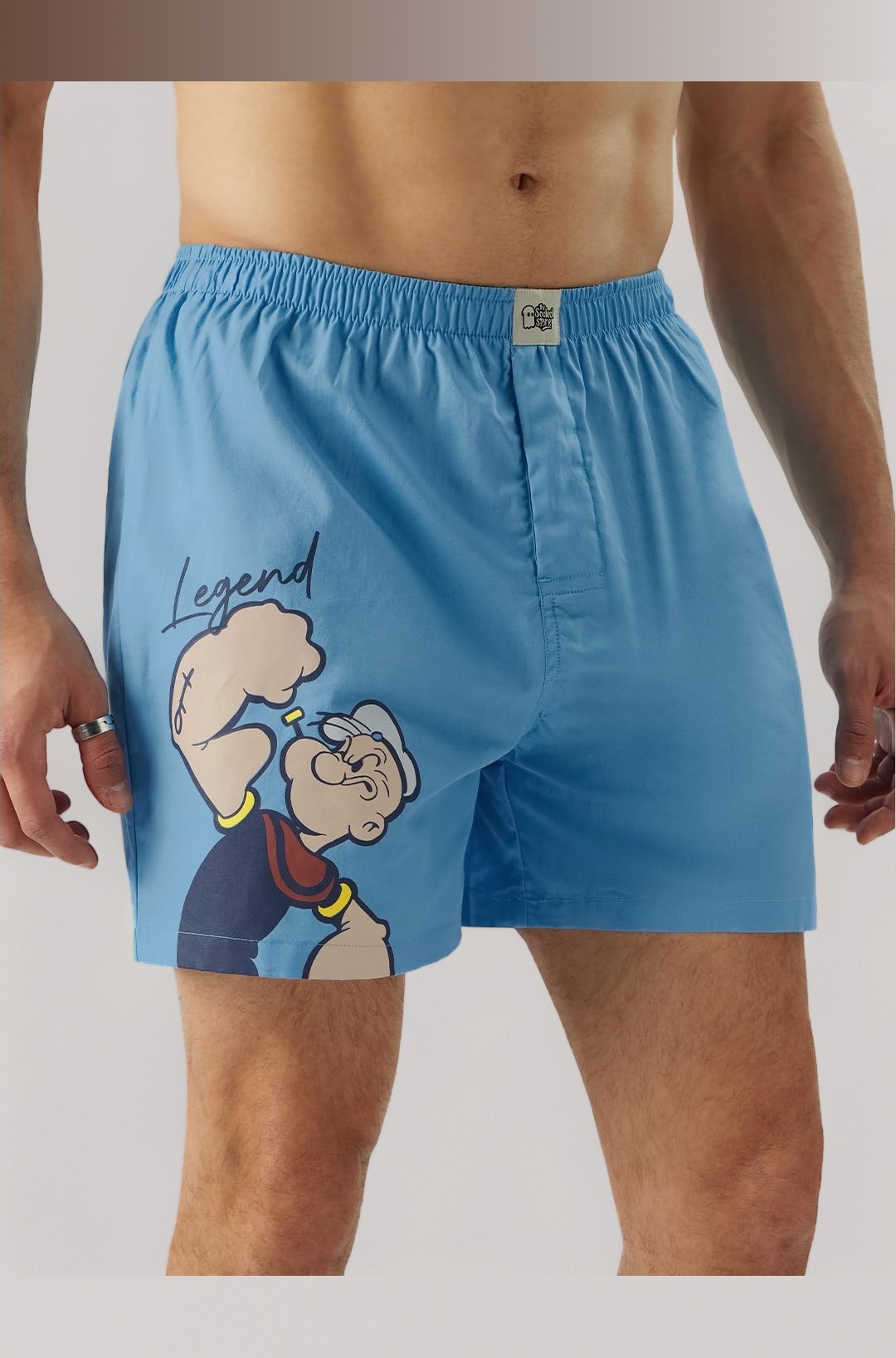 Popeye: Sailor Legend Men and Boys Blue Graphic Print Boxer Shorts Boxer Shorts for Men's Cotton Breathable Comfortable Elastic Waistband Printed Loose-Fit Casual Lounge Sleepwear