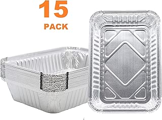 DoKa Home (15-Pack) Aluminum Pans 8.5 x 6 x 1.5 inch Disposable Steam Table Pans. Foil Trays for Baking, Cooking, Broiling, Roasting. Small Size Chafing Silver Color Pans - coolthings.us